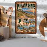 Indiana Dunes National Park facts aluminum sign displayed in a kitchen
