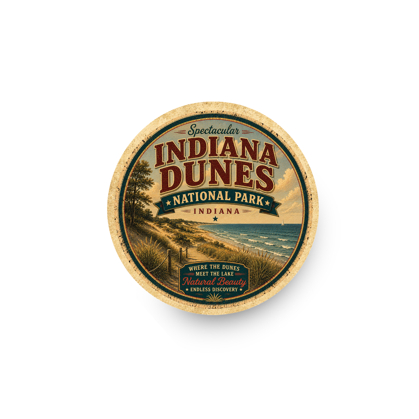 Indiana Dunes National Park Ceramic Coaster – 4" Round