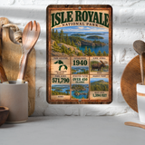 Isle Royale National Park facts aluminum sign displayed in a kitchen