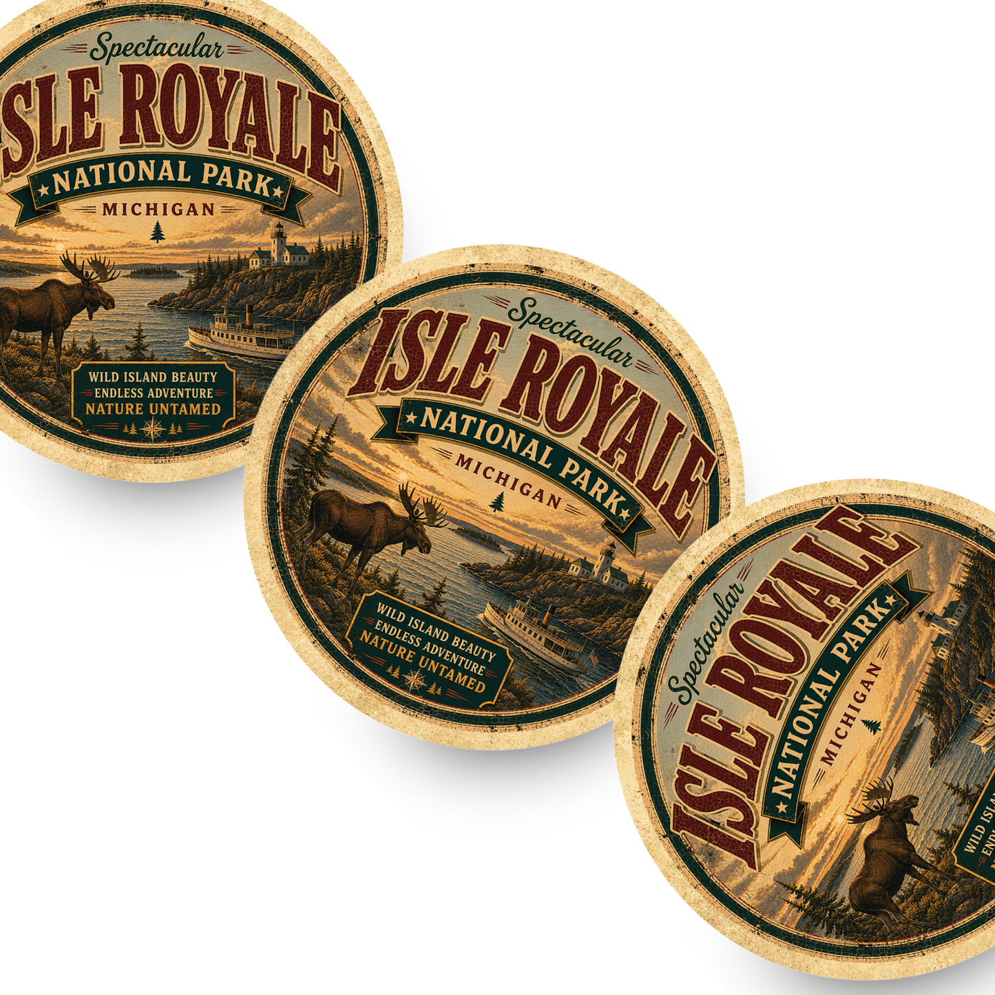 Isle Royale National Park Ceramic Coaster – 4" Round