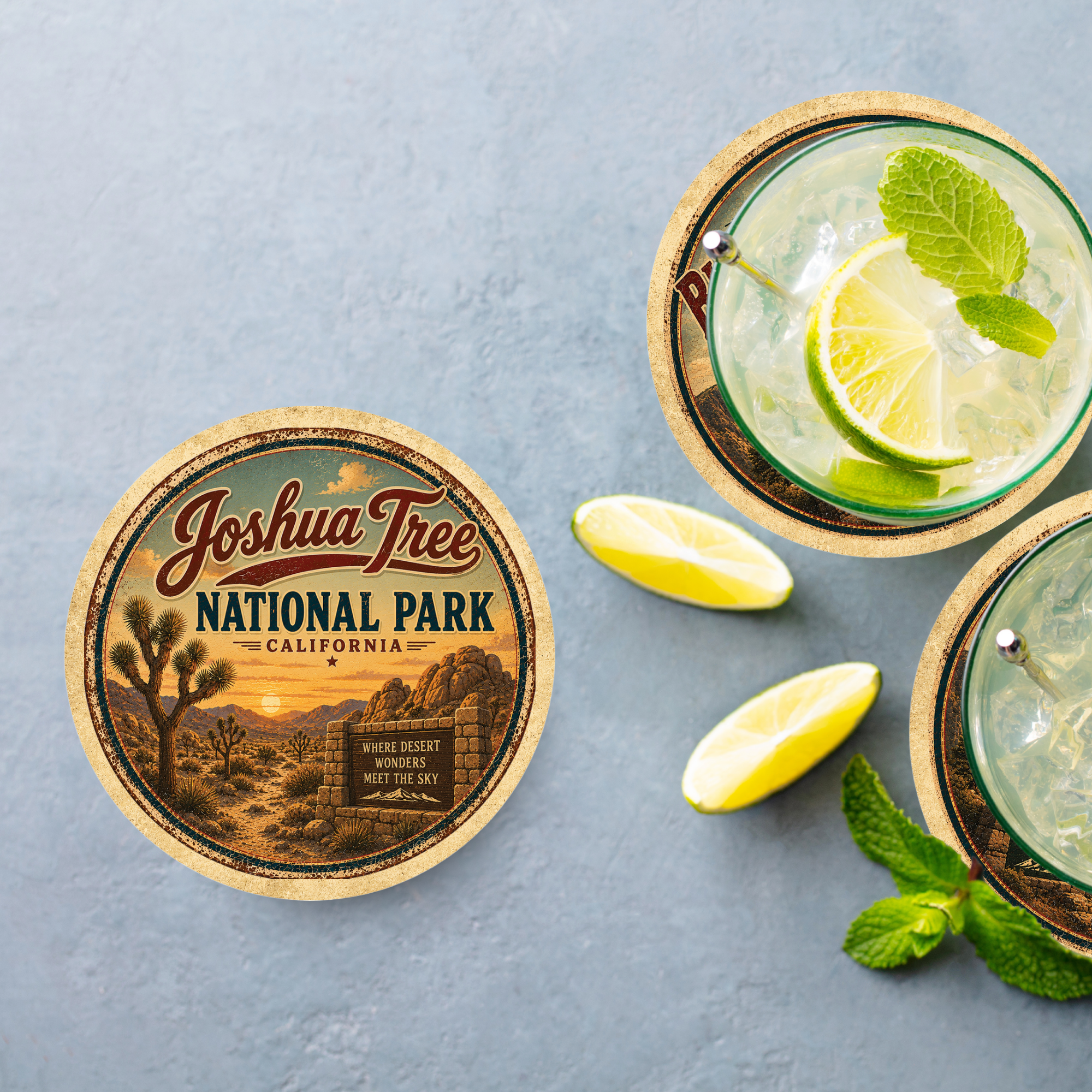 Joshua Tree National Park Ceramic Coaster – 4" Round