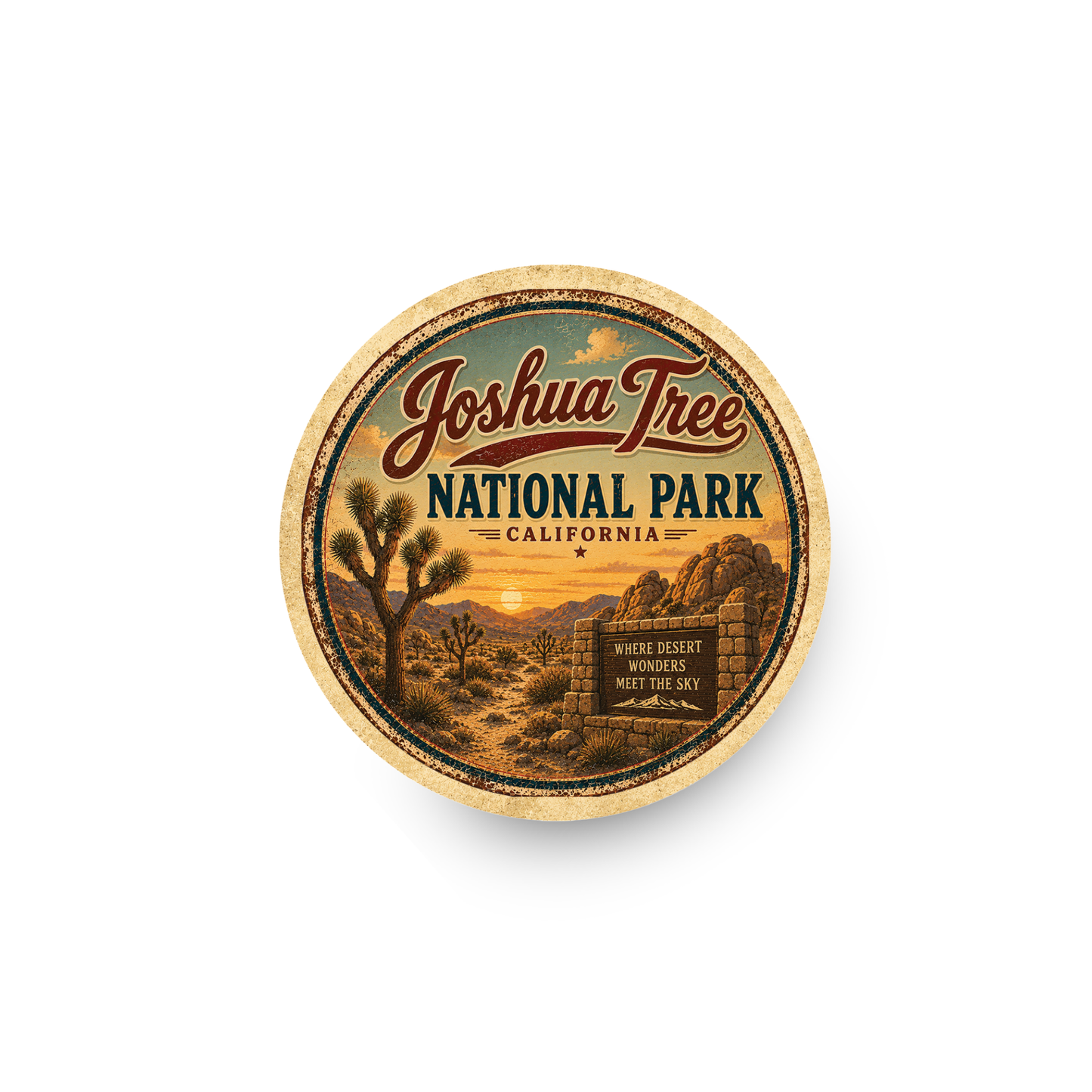 Joshua Tree National Park Ceramic Coaster – 4" Round