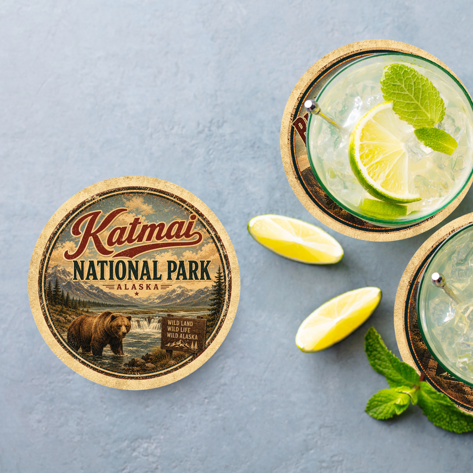 Katmai National Park Ceramic Coaster – 4" Round