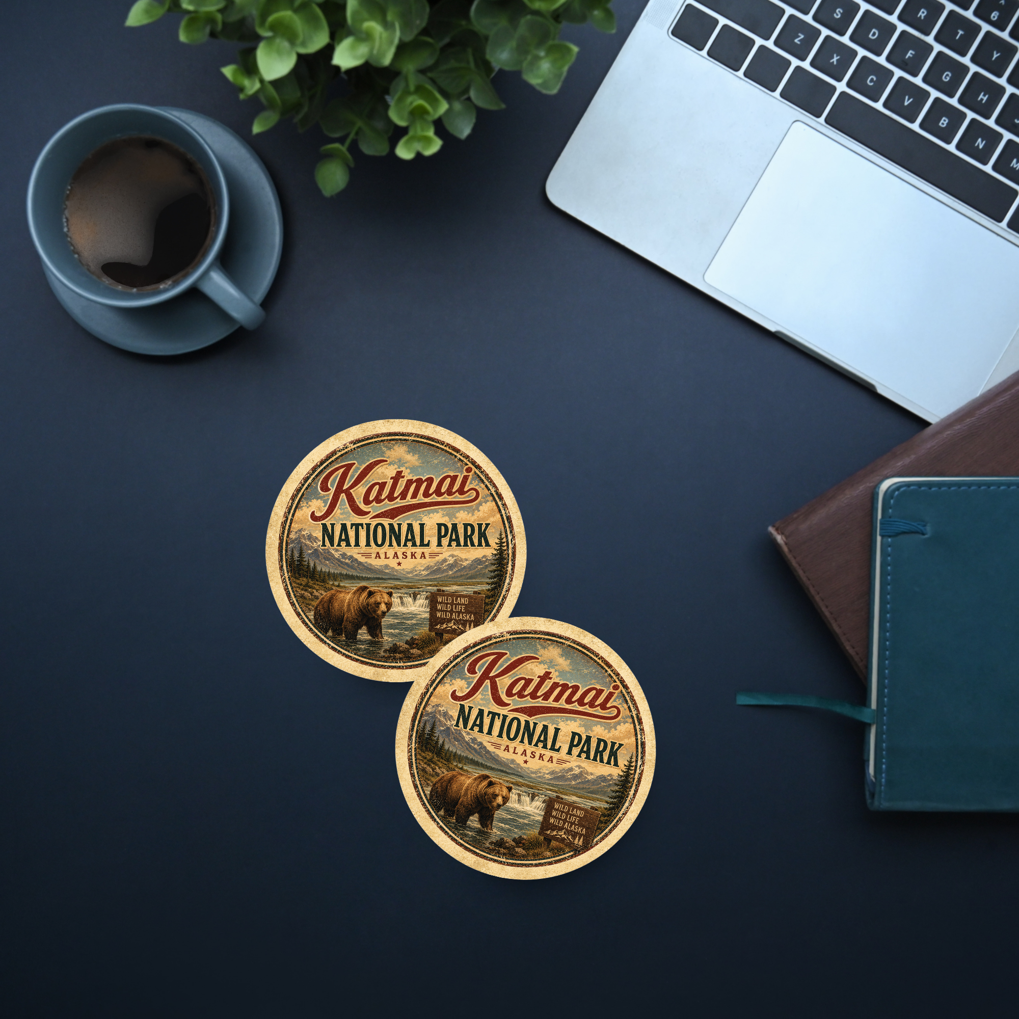 Katmai National Park Ceramic Coaster – 4" Round