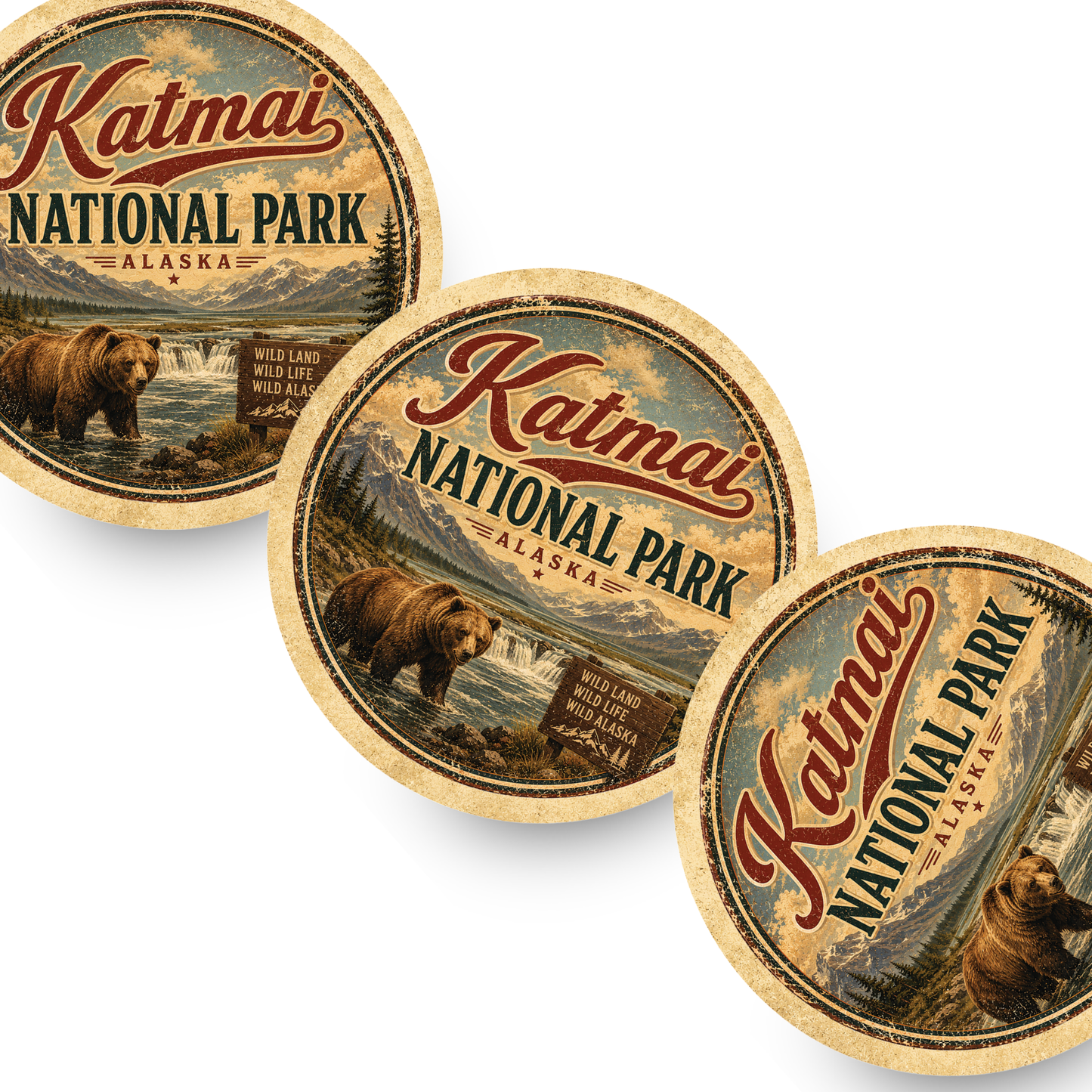 Katmai National Park Ceramic Coaster – 4" Round