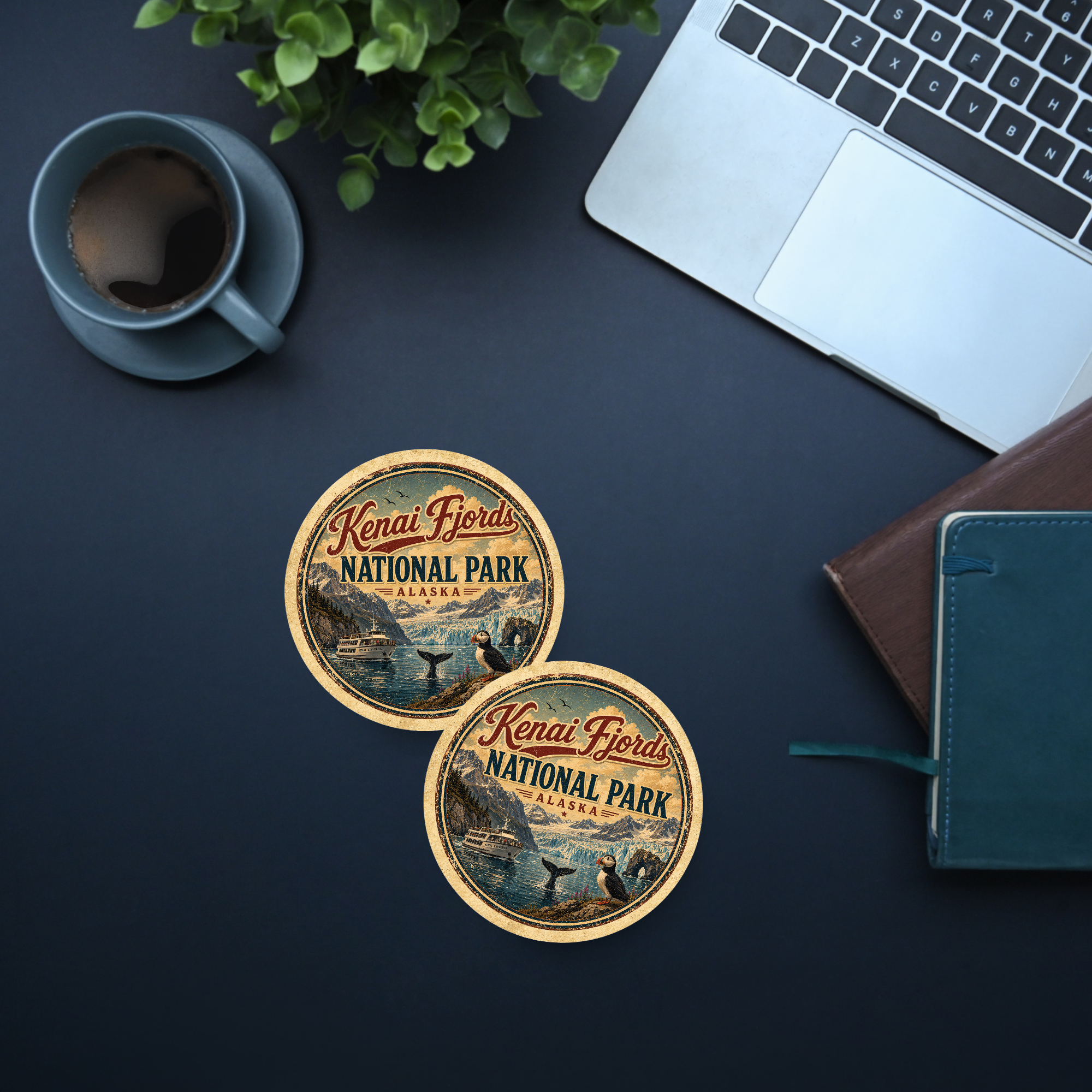 Kenai Fjords National Park Ceramic Coaster – 4" Round