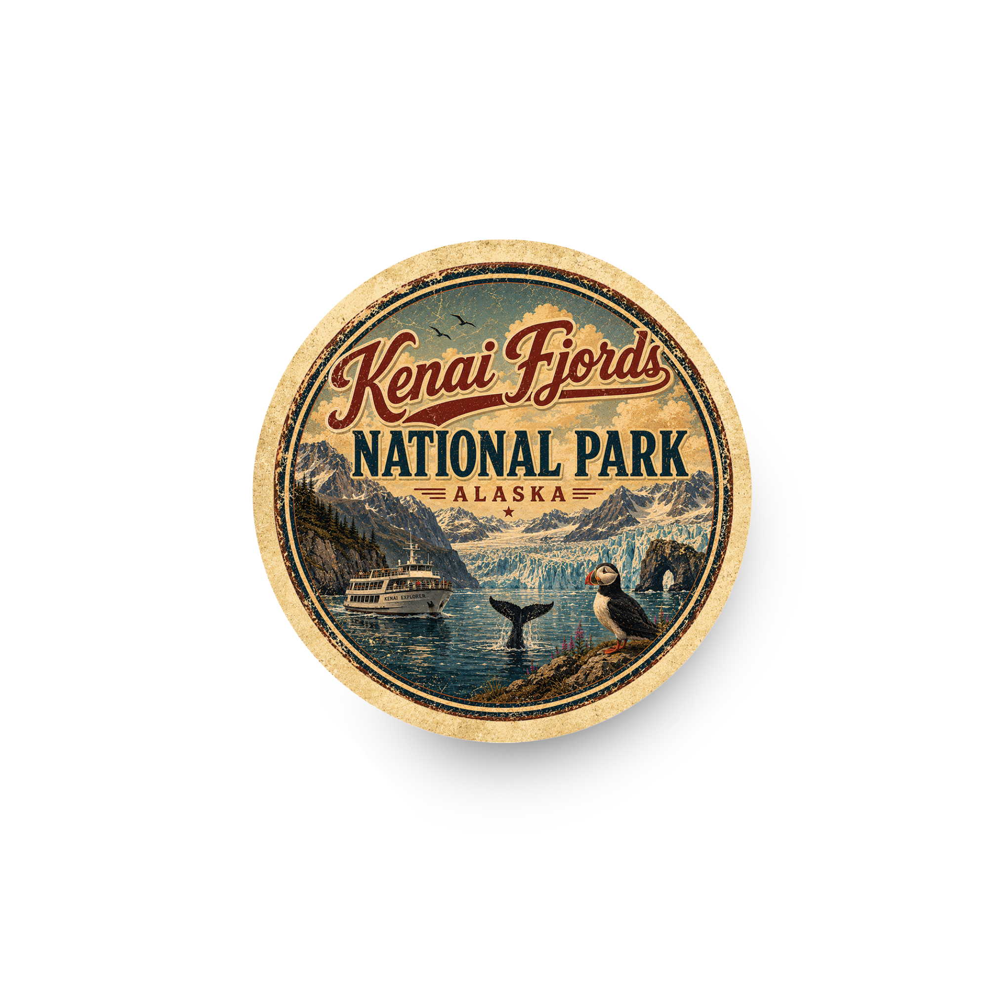 Kenai Fjords National Park Ceramic Coaster – 4" Round