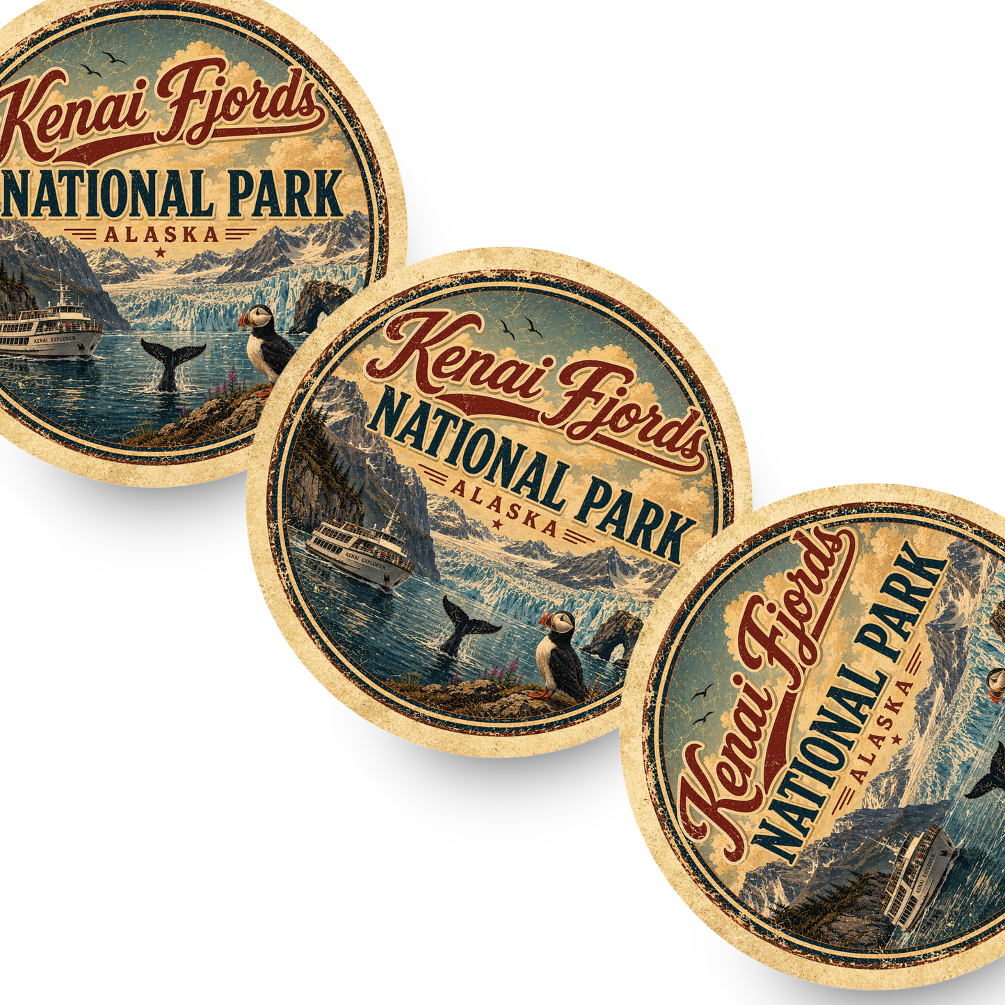 Kenai Fjords National Park Ceramic Coaster – 4" Round