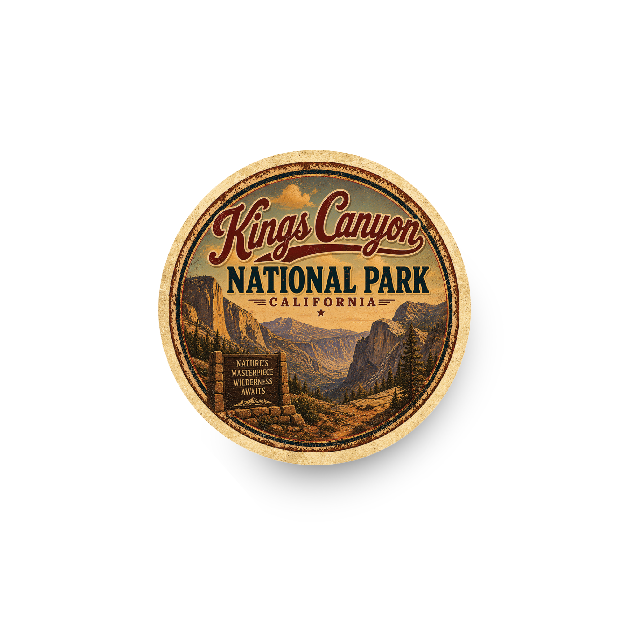 Kings Canyon National Park Ceramic Coaster – 4" Round