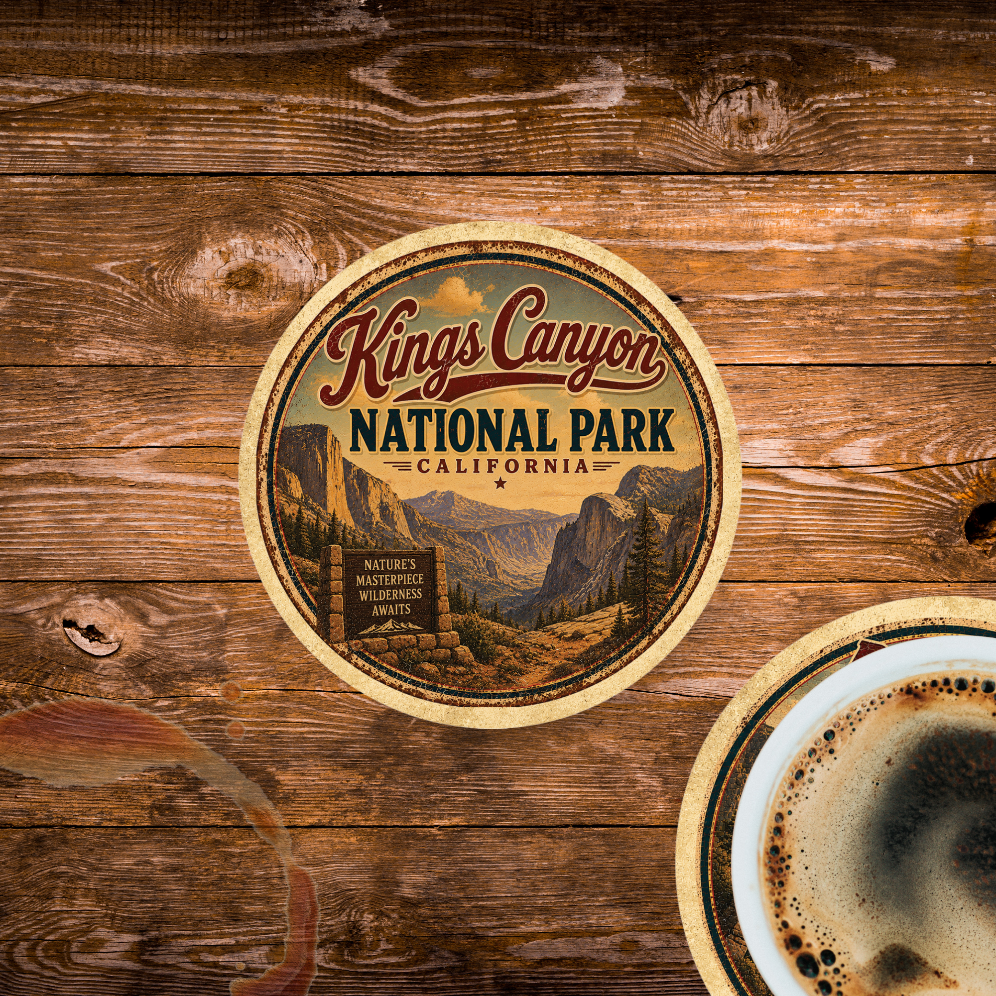 Kings Canyon National Park Ceramic Coaster – 4" Round