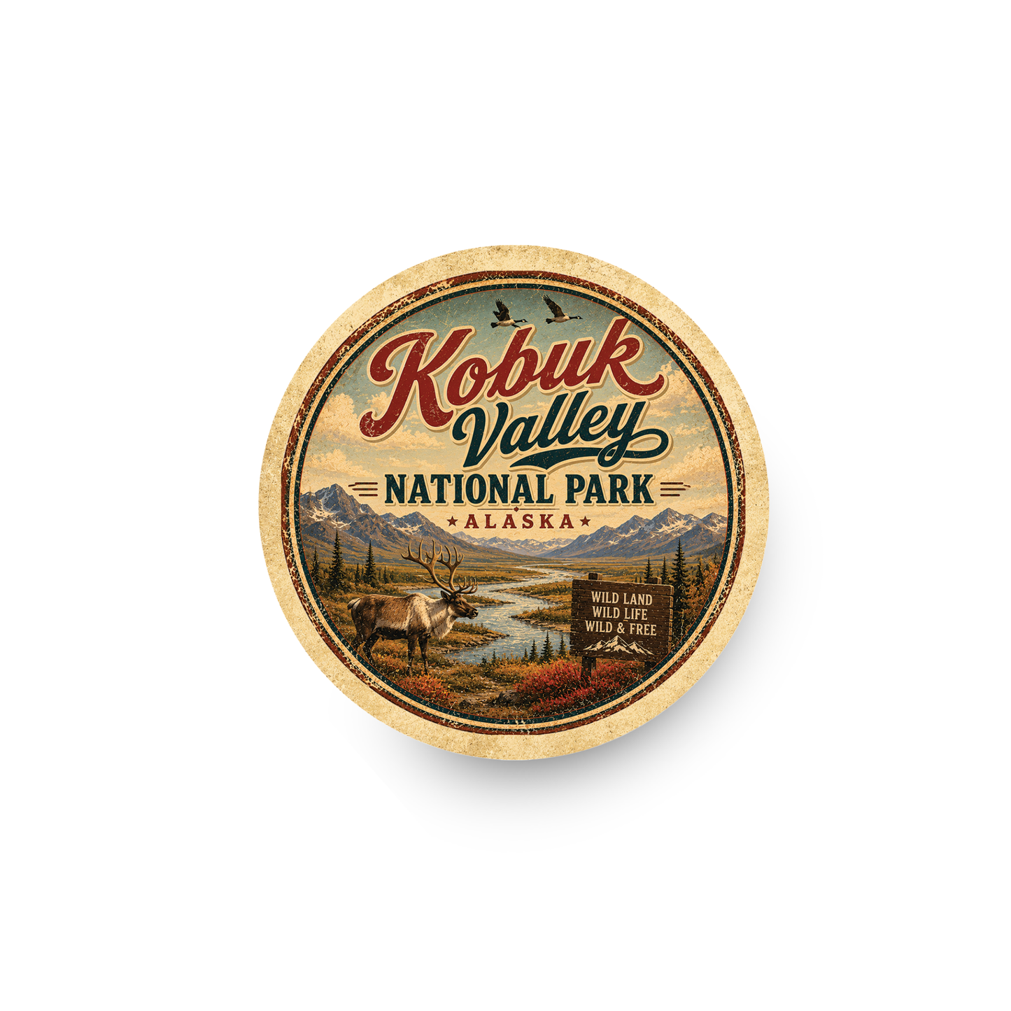 Kobuk Valley National Park Ceramic Coaster – 4" Round