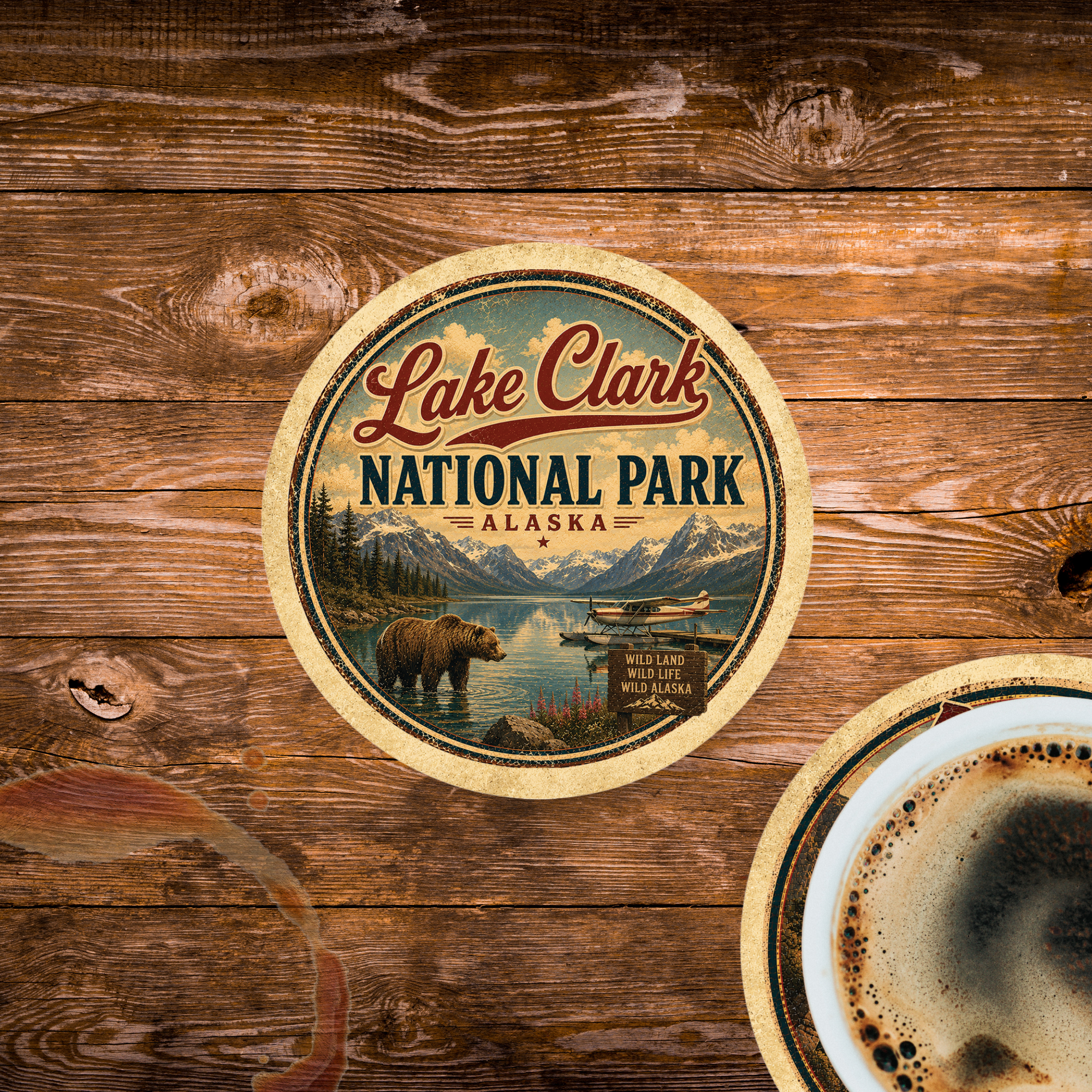 Lake Clark National Park Ceramic Coaster – 4" Round