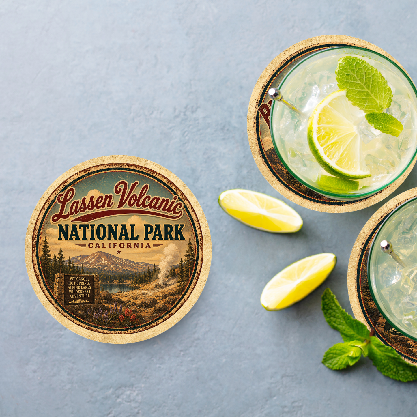 Lassen Volcanic National Park Ceramic Coaster – 4" Round