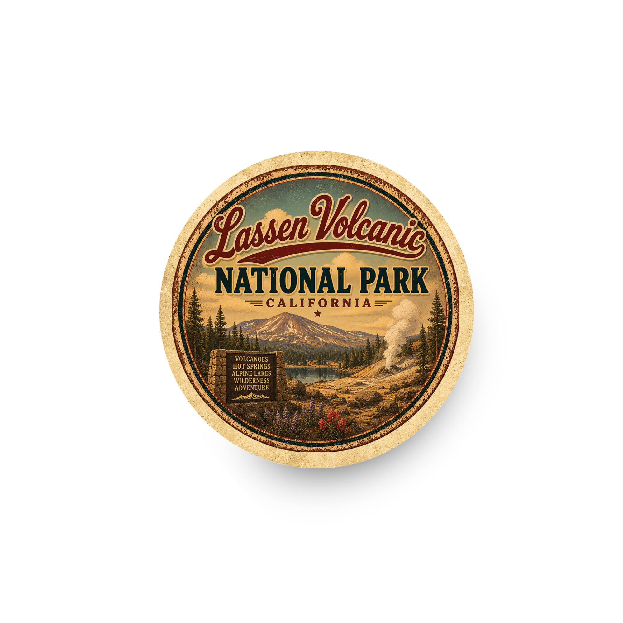 Lassen Volcanic National Park Ceramic Coaster – 4" Round