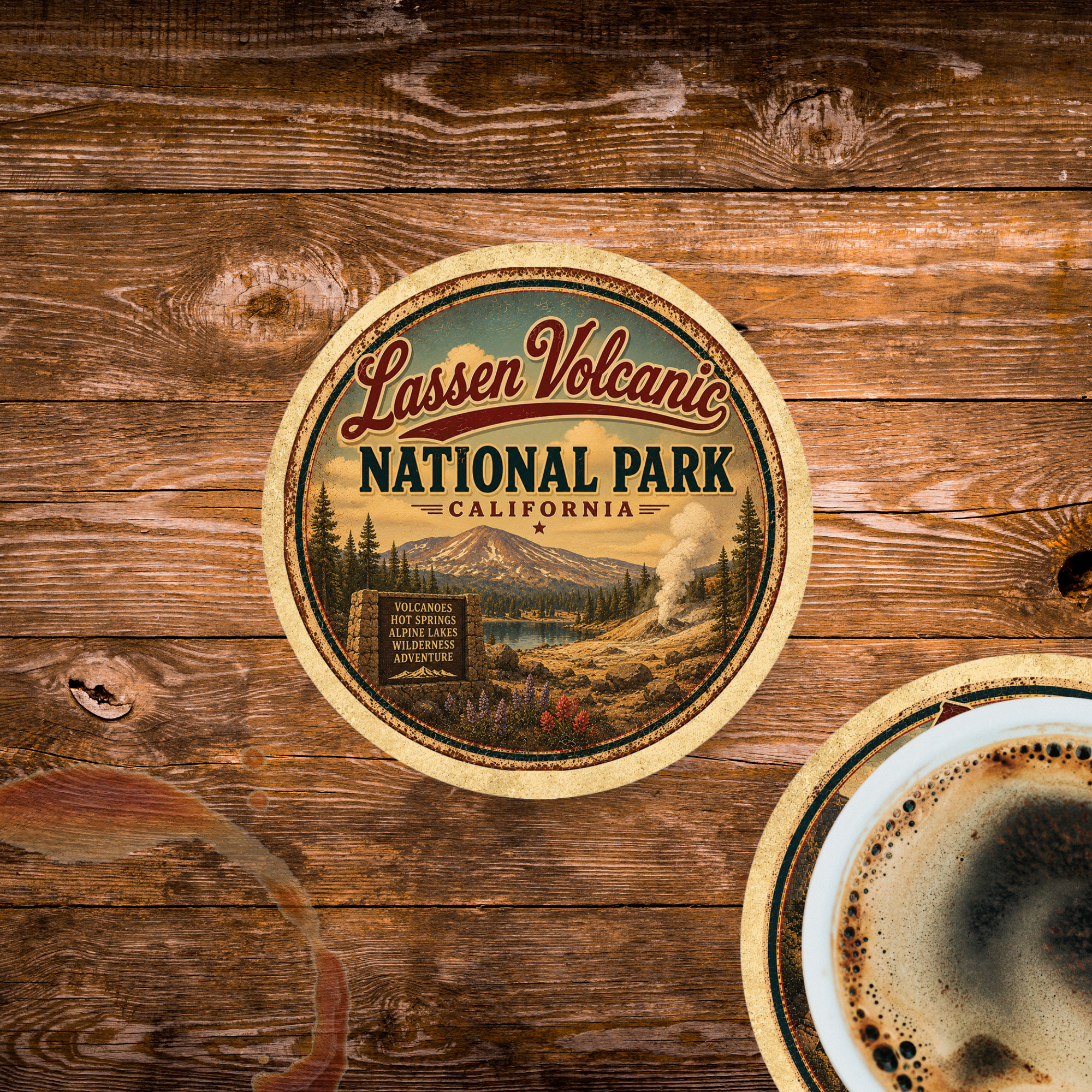Lassen Volcanic National Park Ceramic Coaster – 4" Round