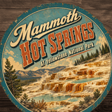 Mammoth Hot Springs Yellowstone National Park Sign 12" Round