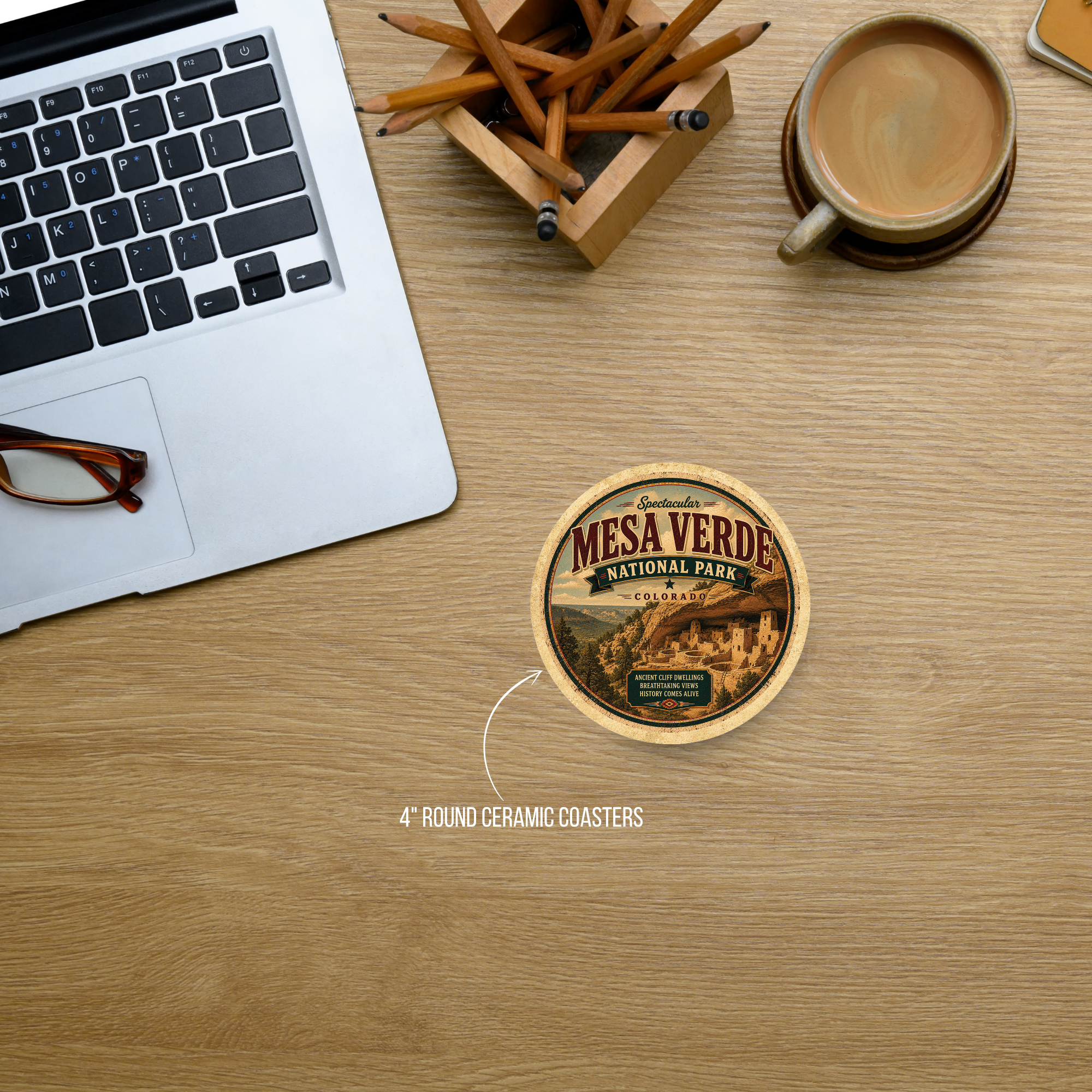 Mesa Verde National Park Ceramic Coaster – 4" Round