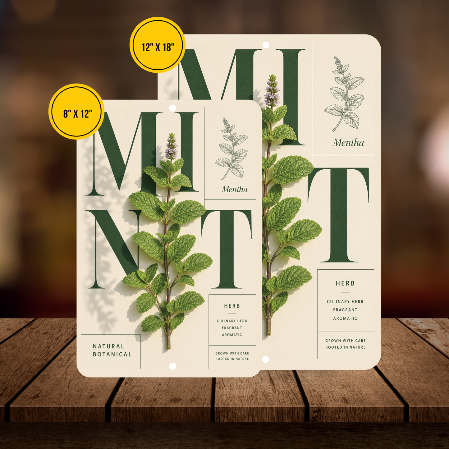 Mint Botanical Aluminum Sign – Herb Kitchen & Garden Décor