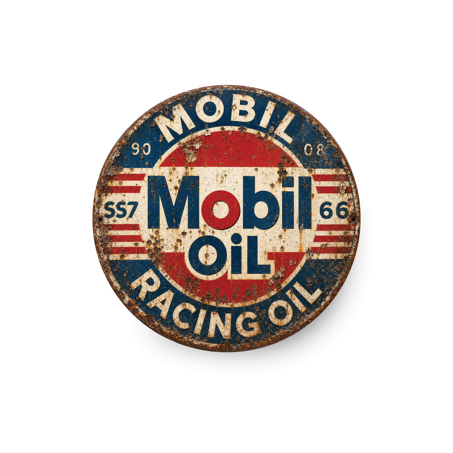 Vintage Mobil Oil Racing Magnet – 3-Inch Round