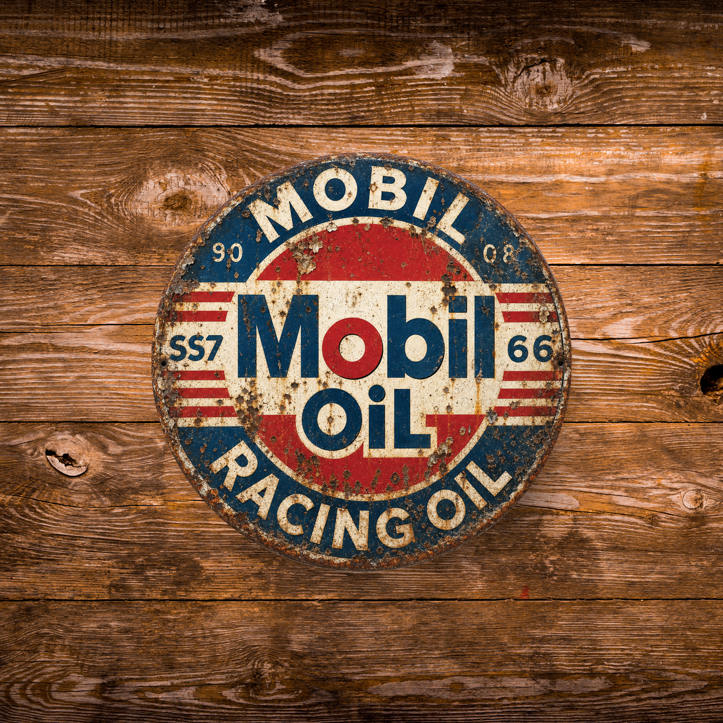 Vintage Mobil Oil Racing Magnet – 3-Inch Round