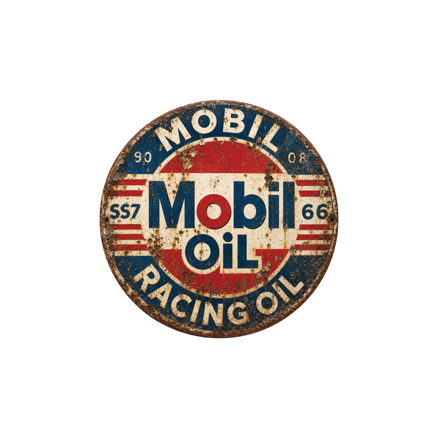 Vintage Mobil Oil Racing Ceramic Coaster – 4-Inch Round