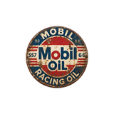 Vintage Mobil Oil Racing Ceramic Coaster – 4-Inch Round