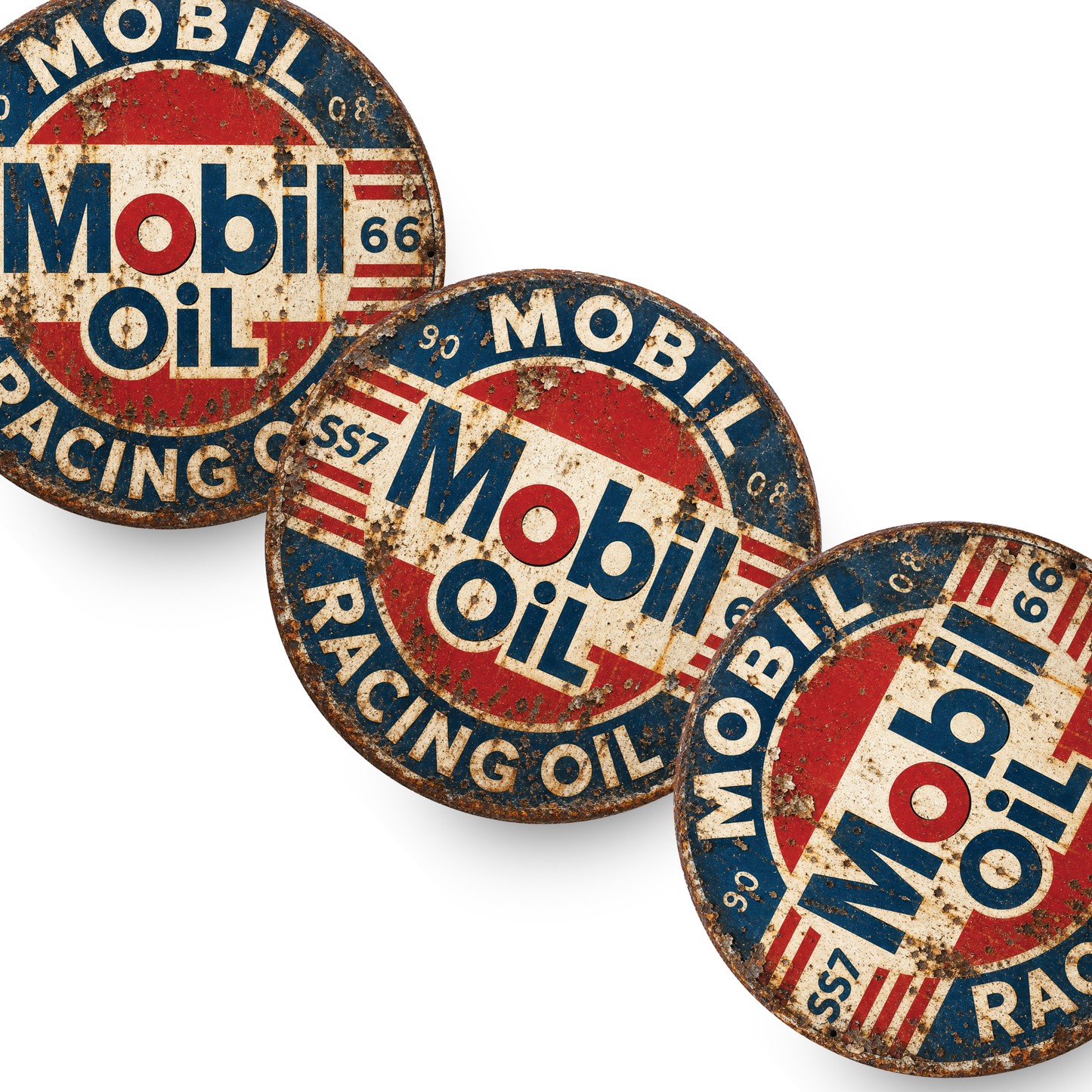 Vintage Mobil Oil Racing Ceramic Coaster – 4-Inch Round