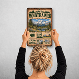 Mount Rainier National Park aluminum sign hanging on a wall