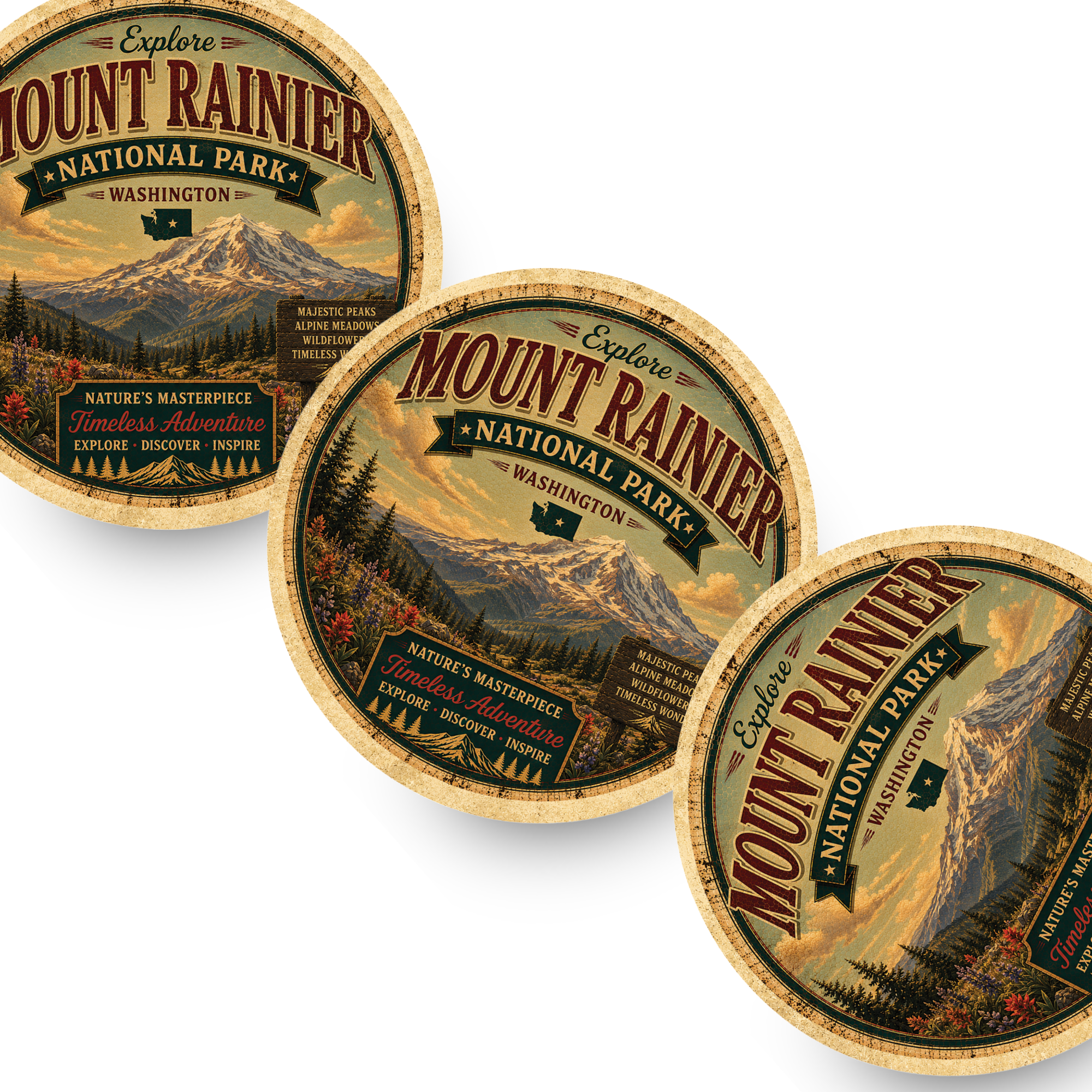 Mount Rainier National Park Ceramic Coaster – 4" Round
