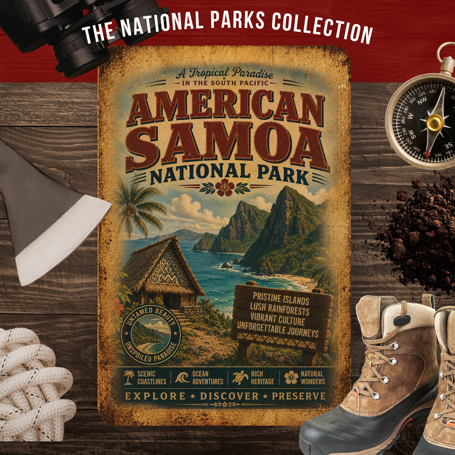 American Samoa National Park Metal Sign
