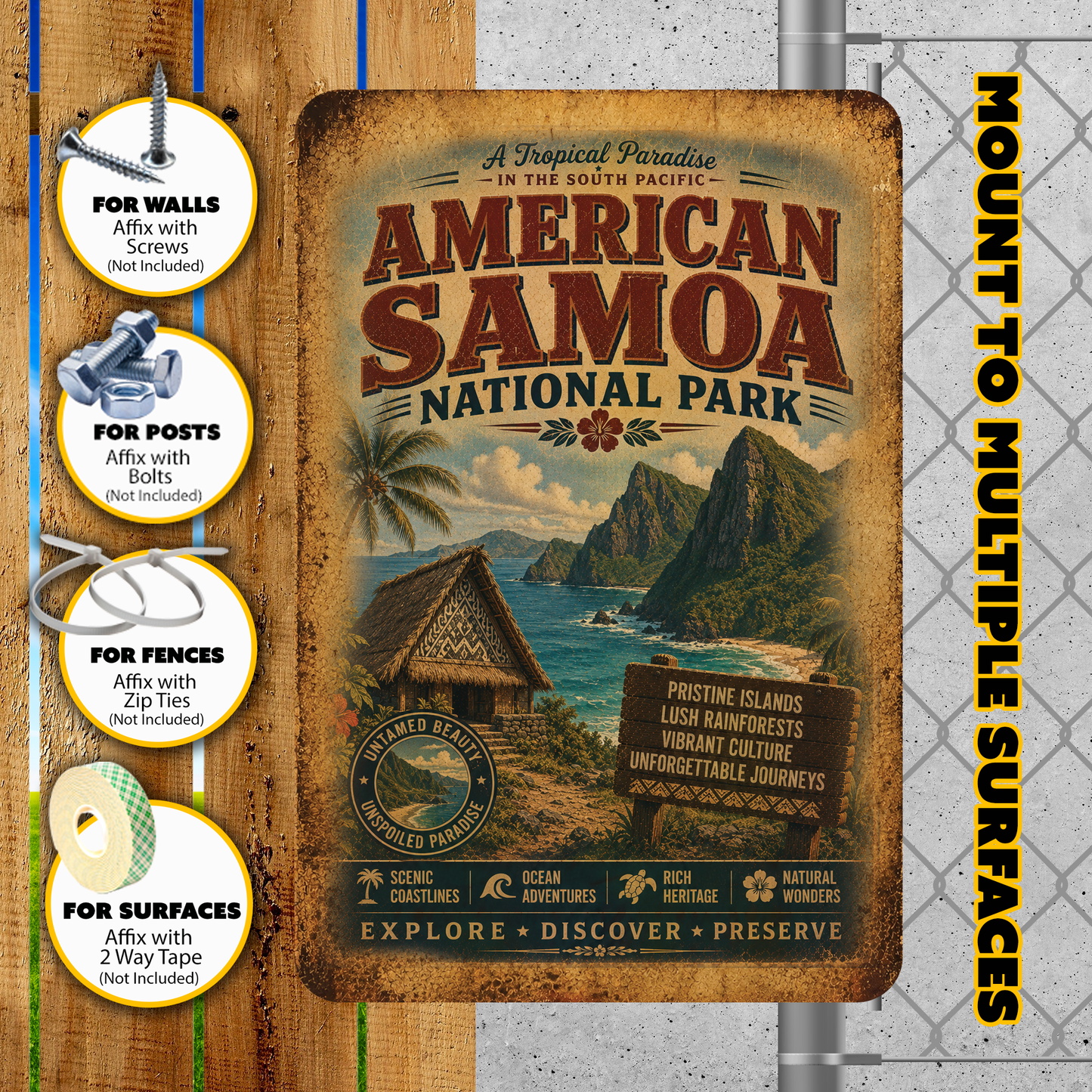 American Samoa National Park Metal Sign