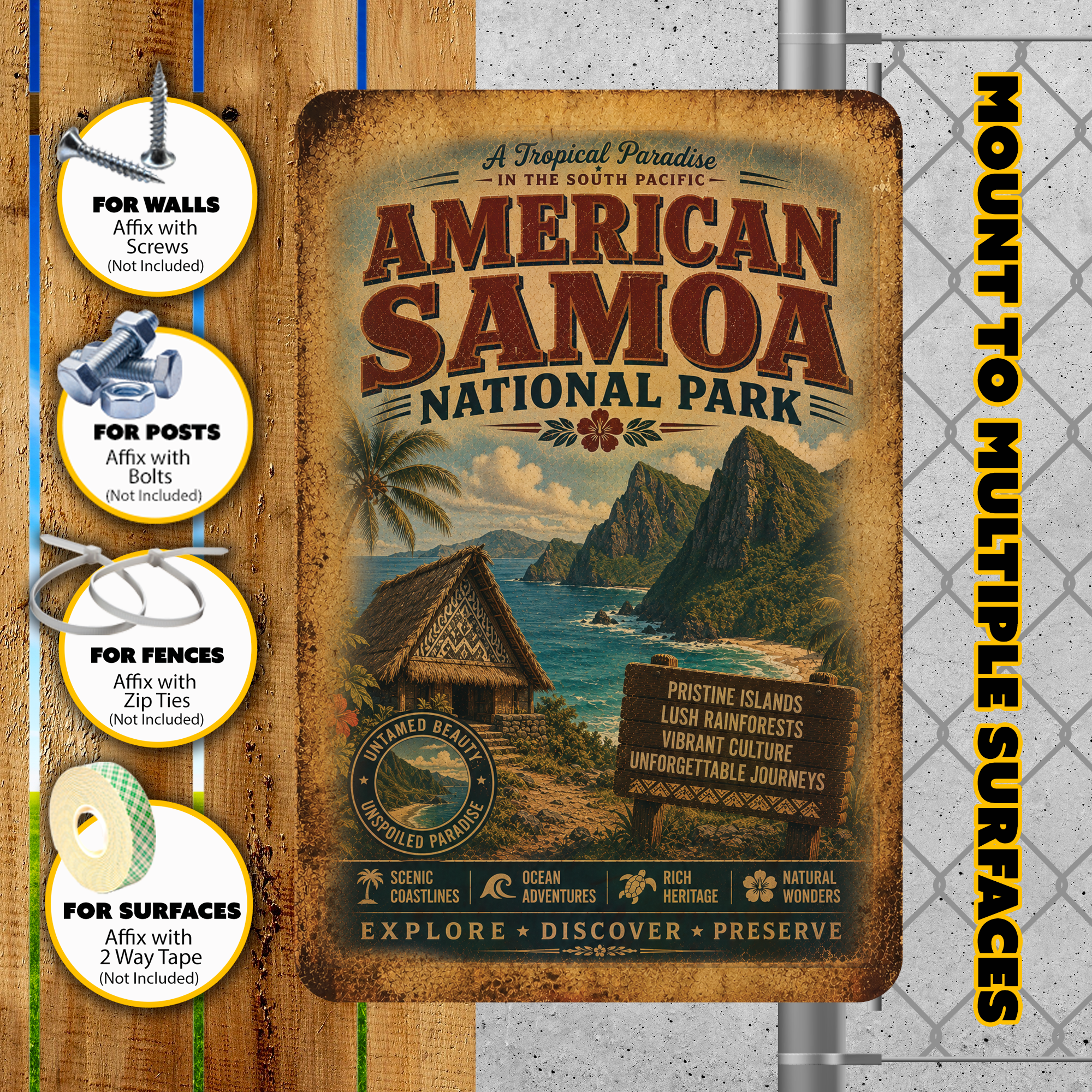 American Samoa National Park Metal Sign