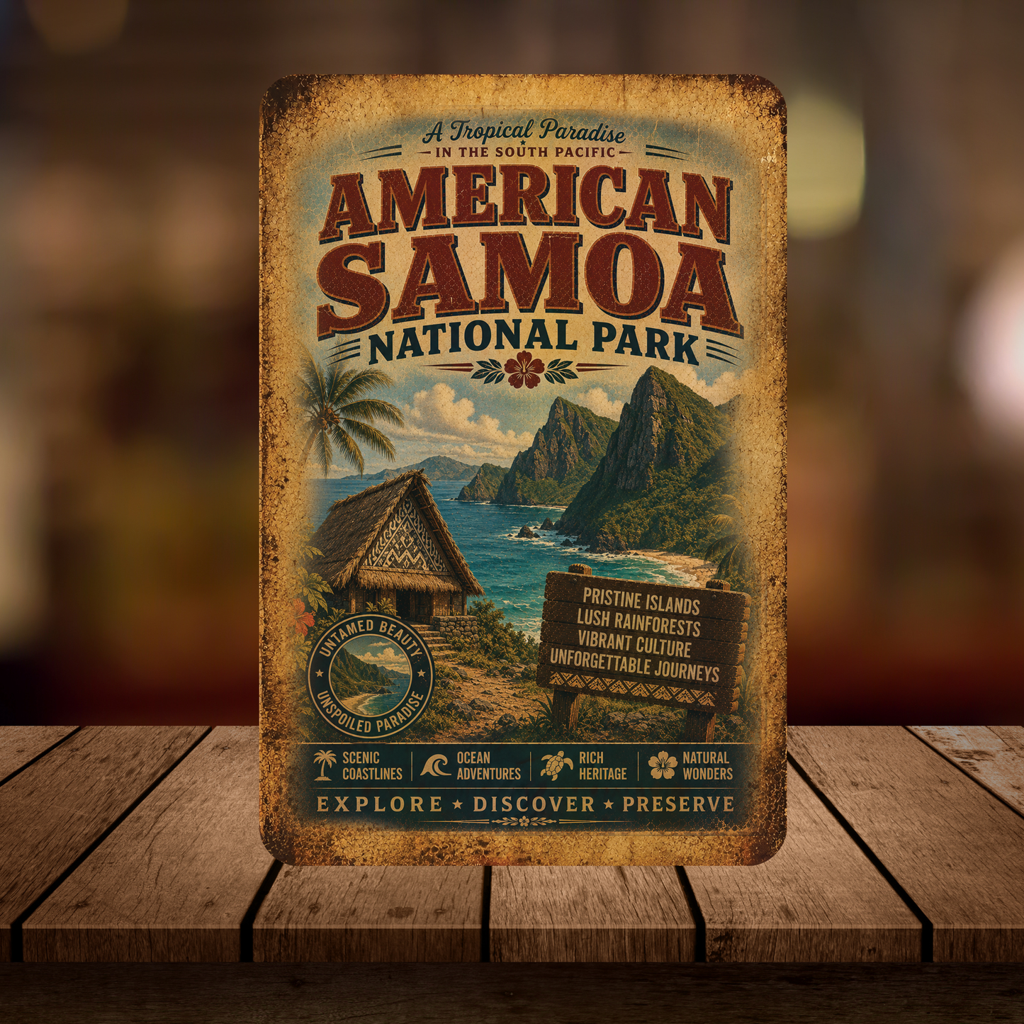 American Samoa National Park Metal Sign