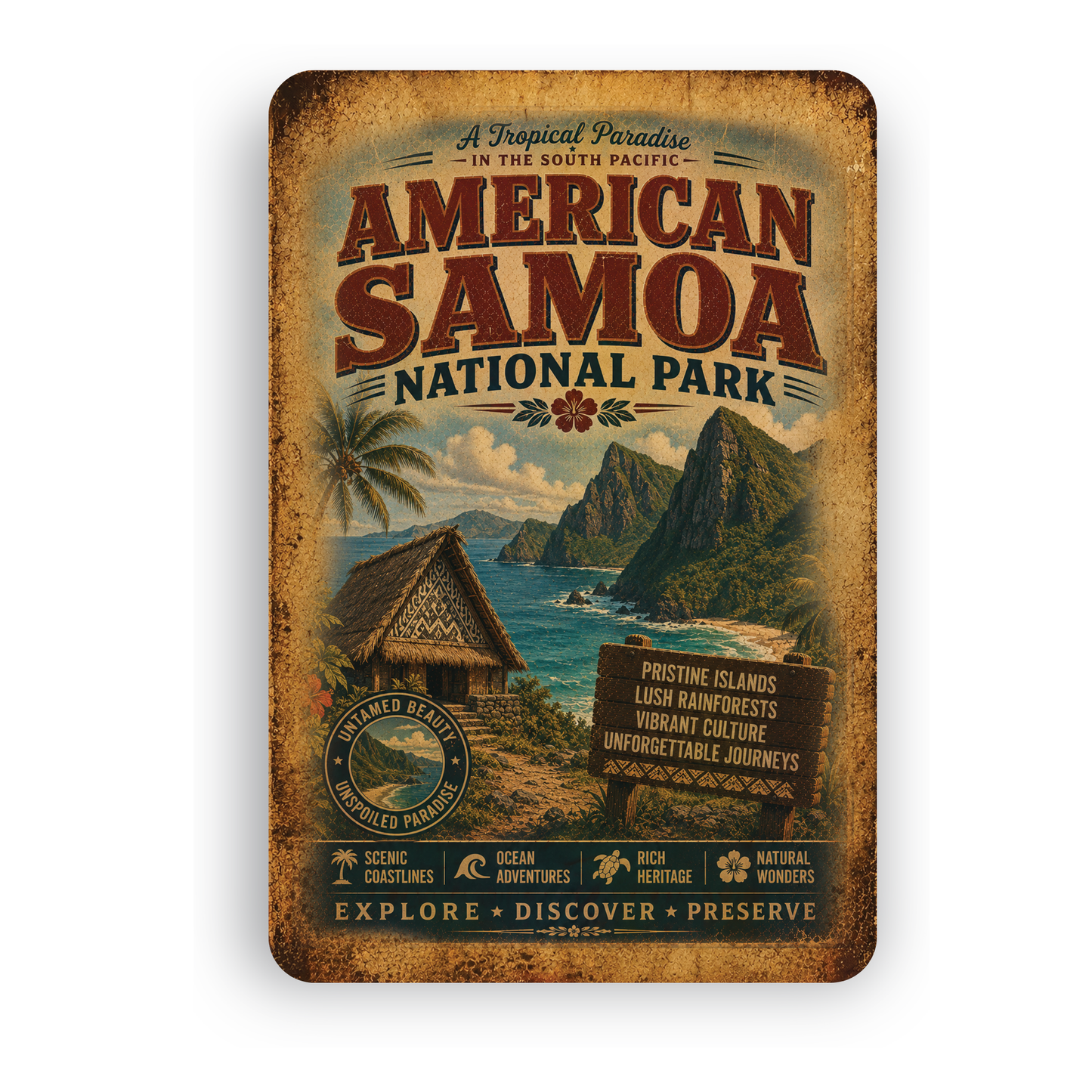 American Samoa National Park Metal Sign