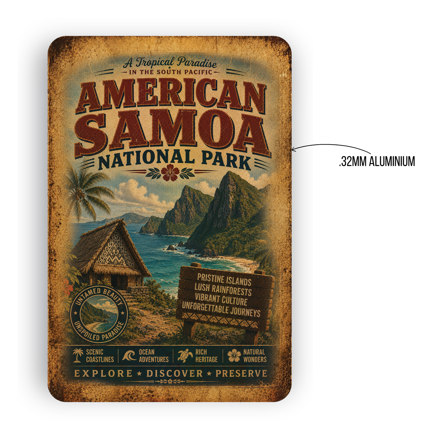 American Samoa National Park Metal Sign