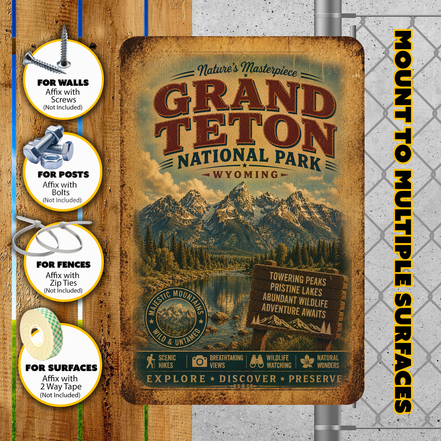 Grand Teton National Park Metal Sign