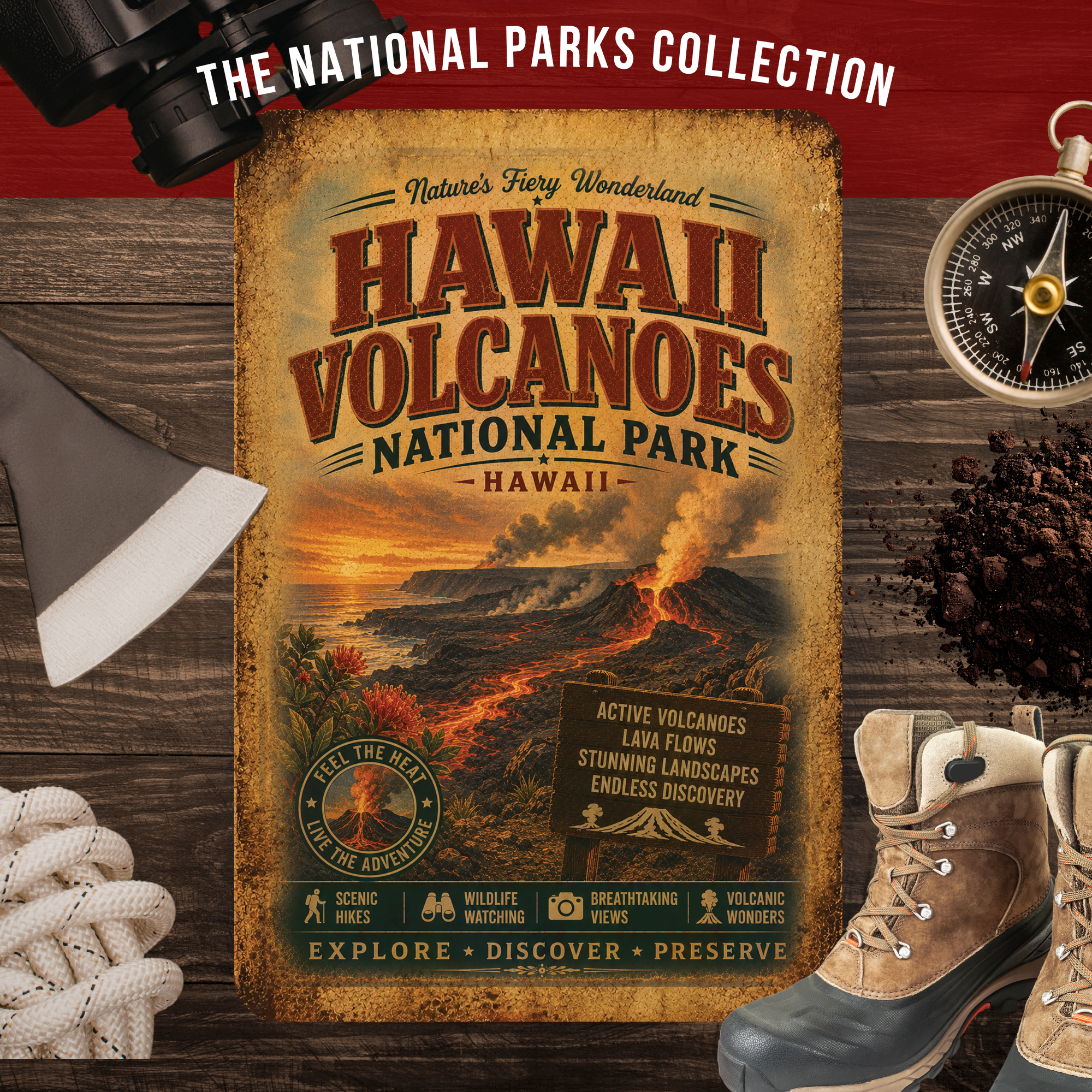 Hawaii Volcanoes National Park Metal Sign