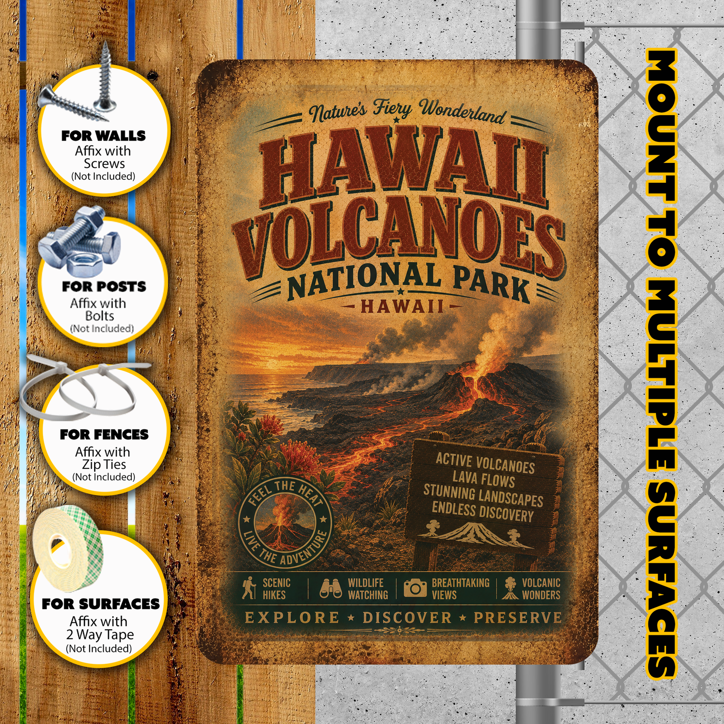 Hawaii Volcanoes National Park Metal Sign