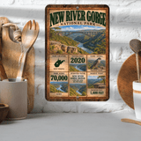 New River Gorge National Park facts aluminum sign displayed in a kitchen