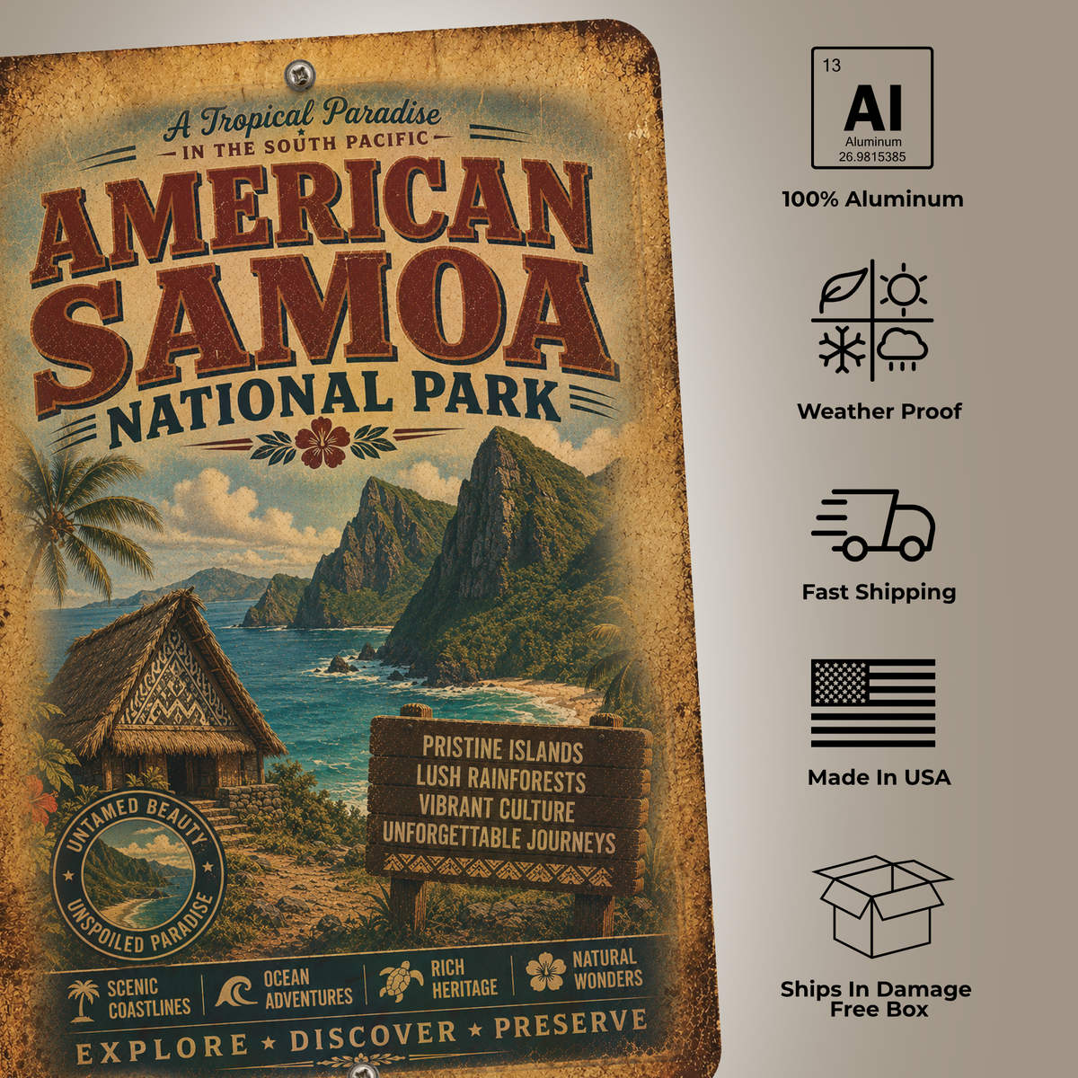American Samoa National Park Metal Sign