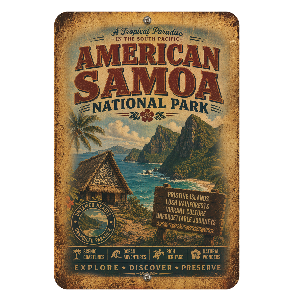 American Samoa National Park Metal Sign