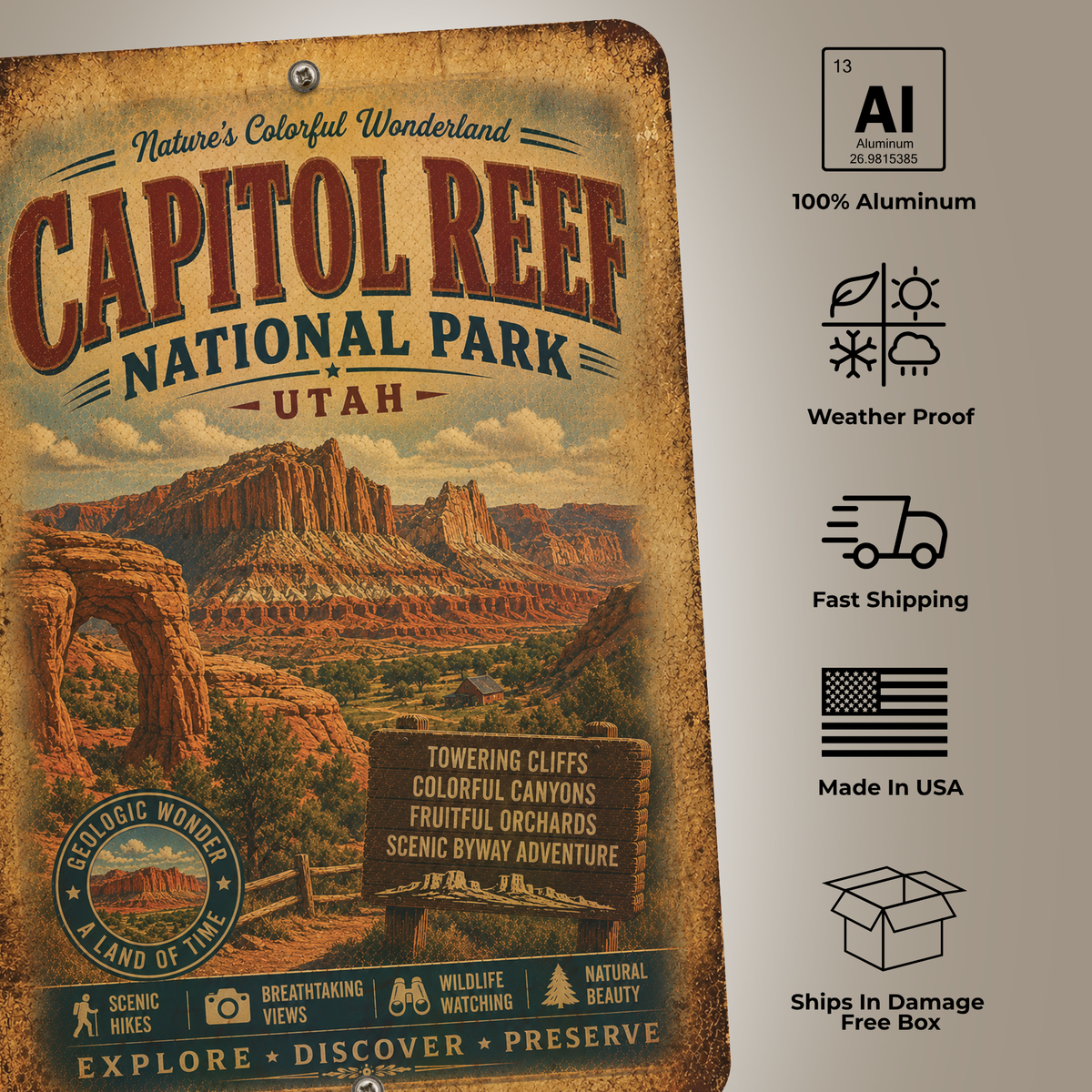 Capitol Reef National Park Metal Sign