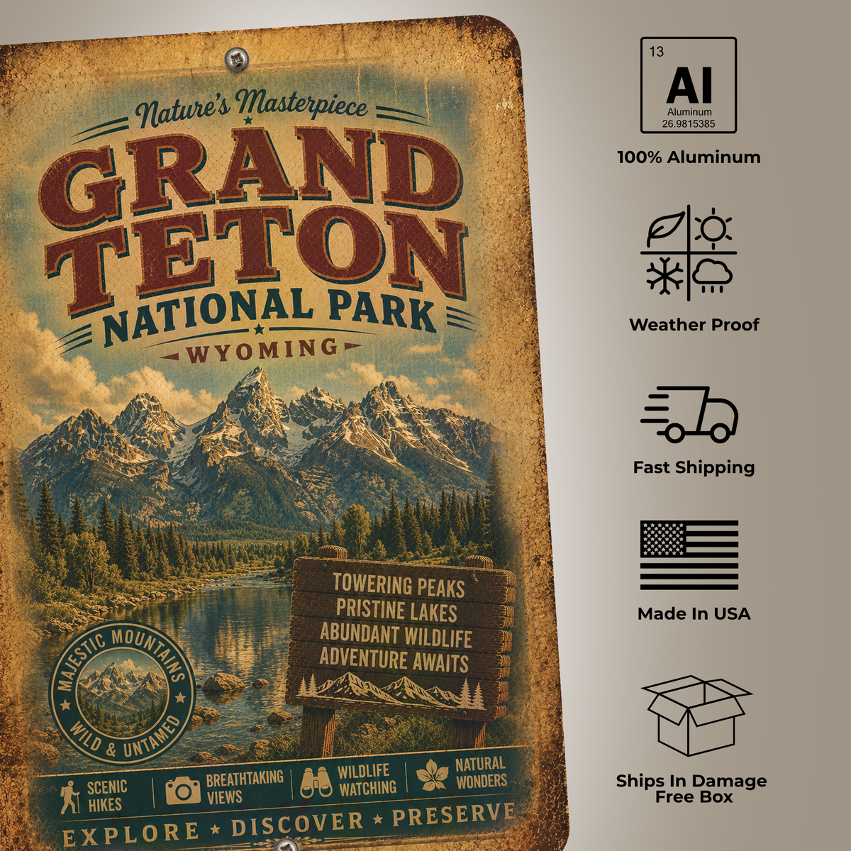 Grand Teton National Park Metal Sign