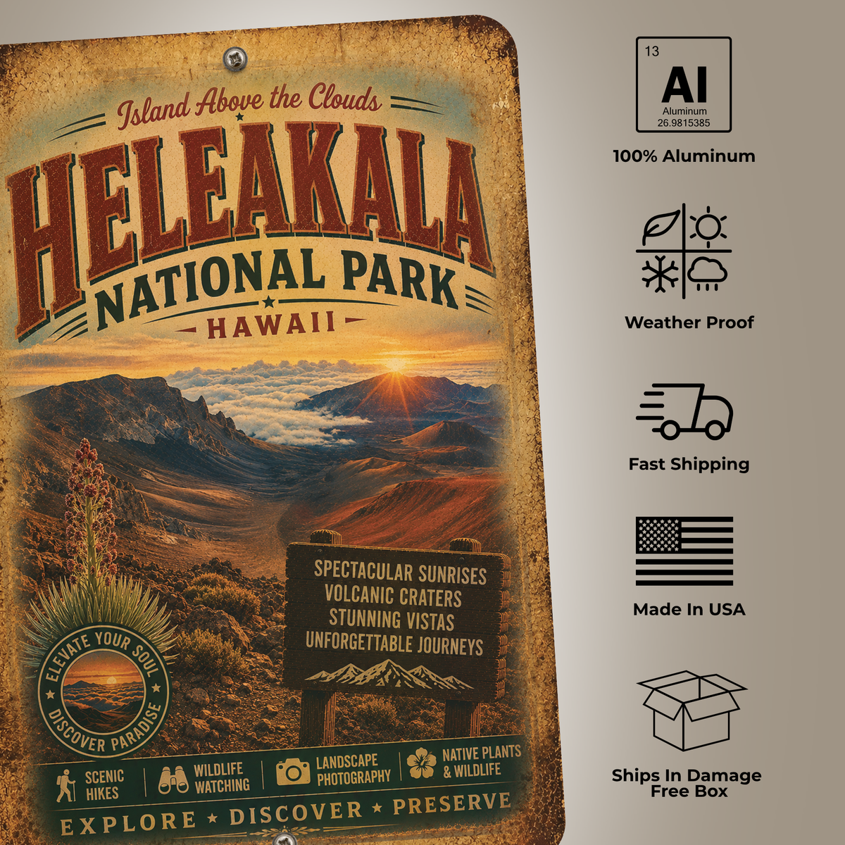 Heleakala National Park Aluminum Sign