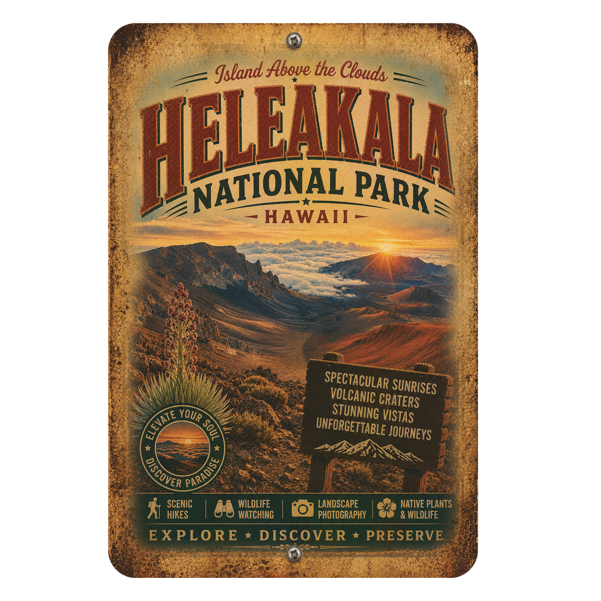 Heleakala National Park Aluminum Sign
