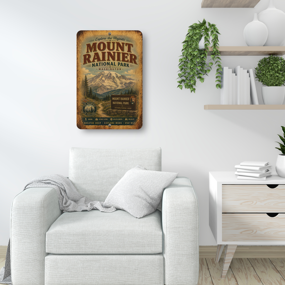 Mount Rainier National Park Metal Sign