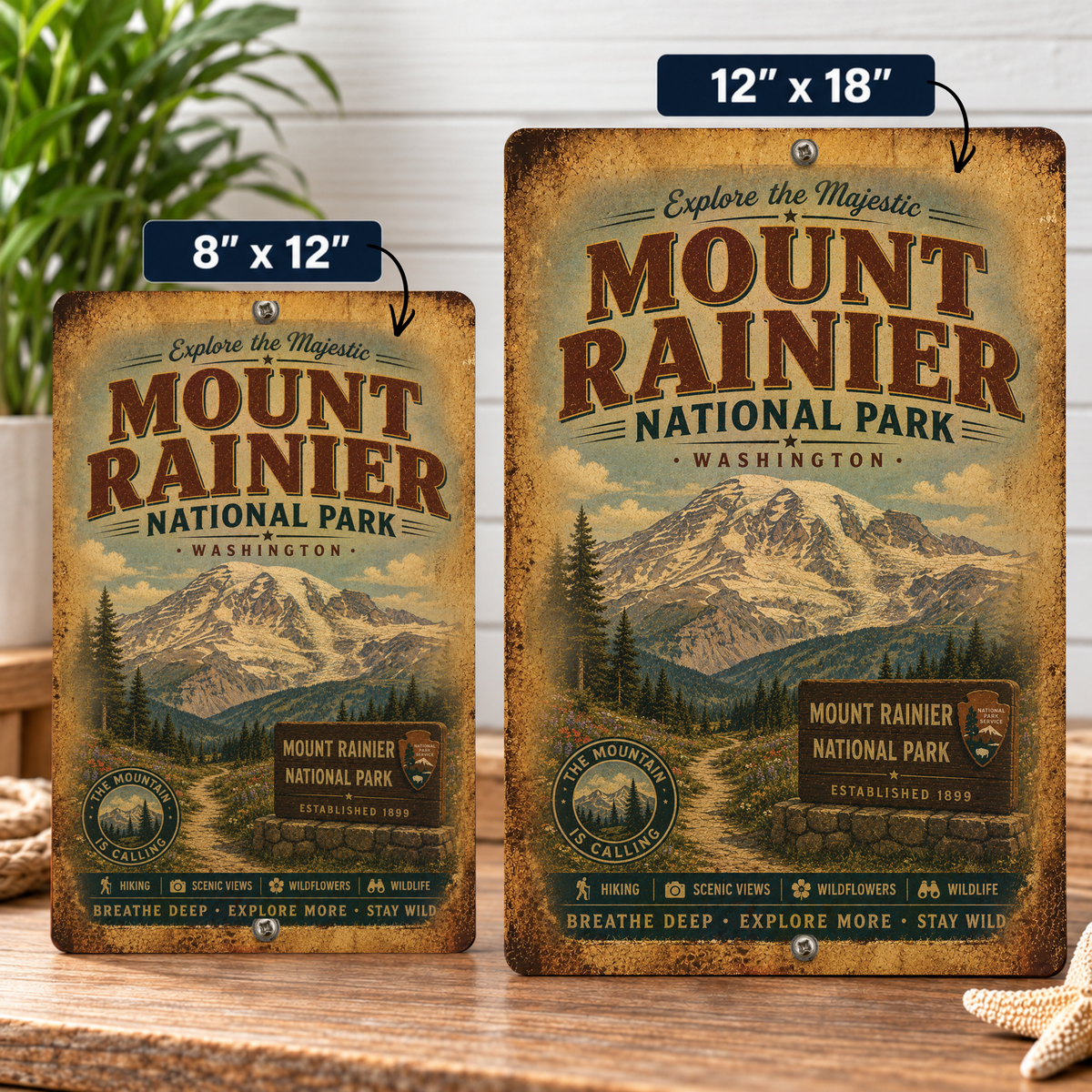 Mount Rainier National Park Metal Sign