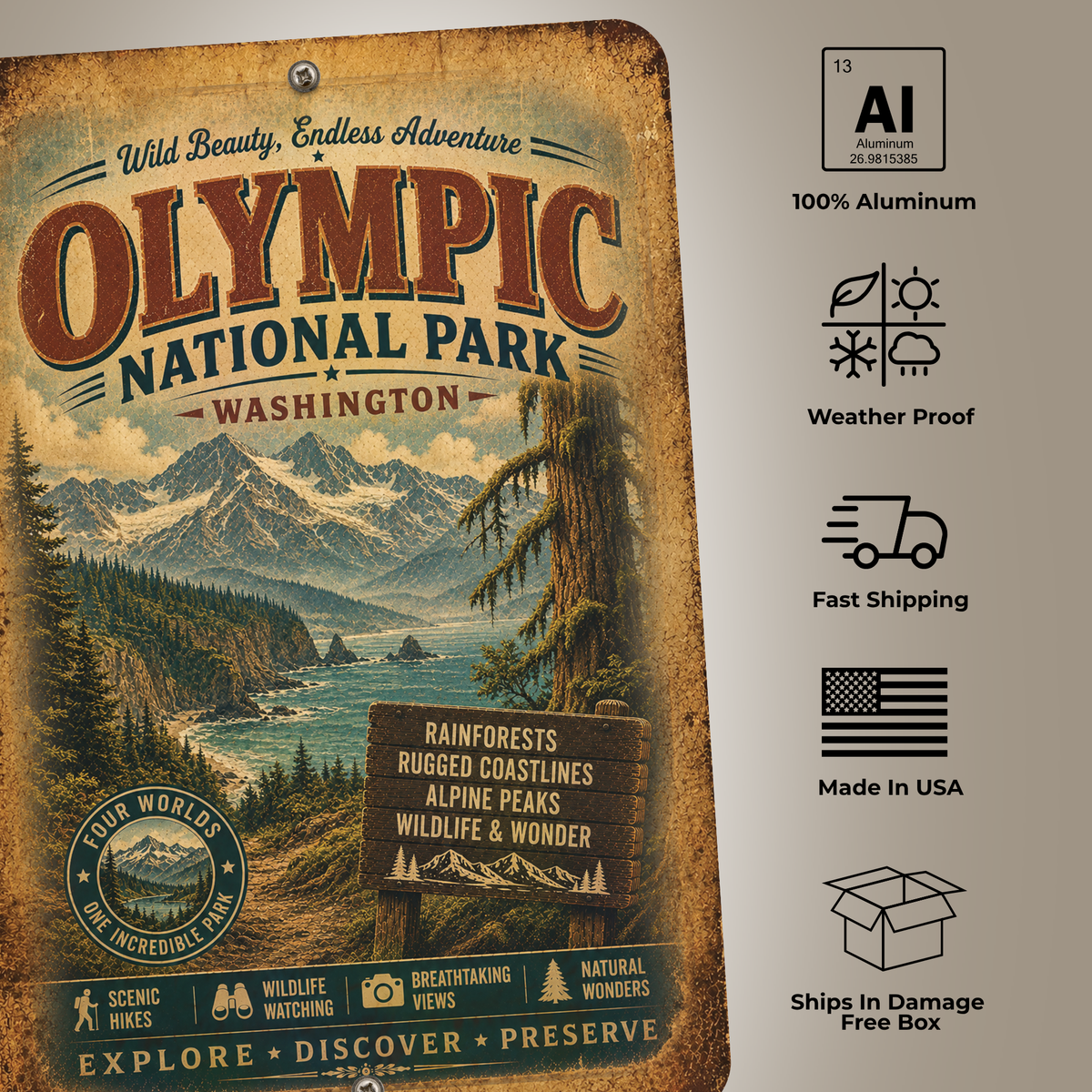 Olympic National Park Aluminum Sign
