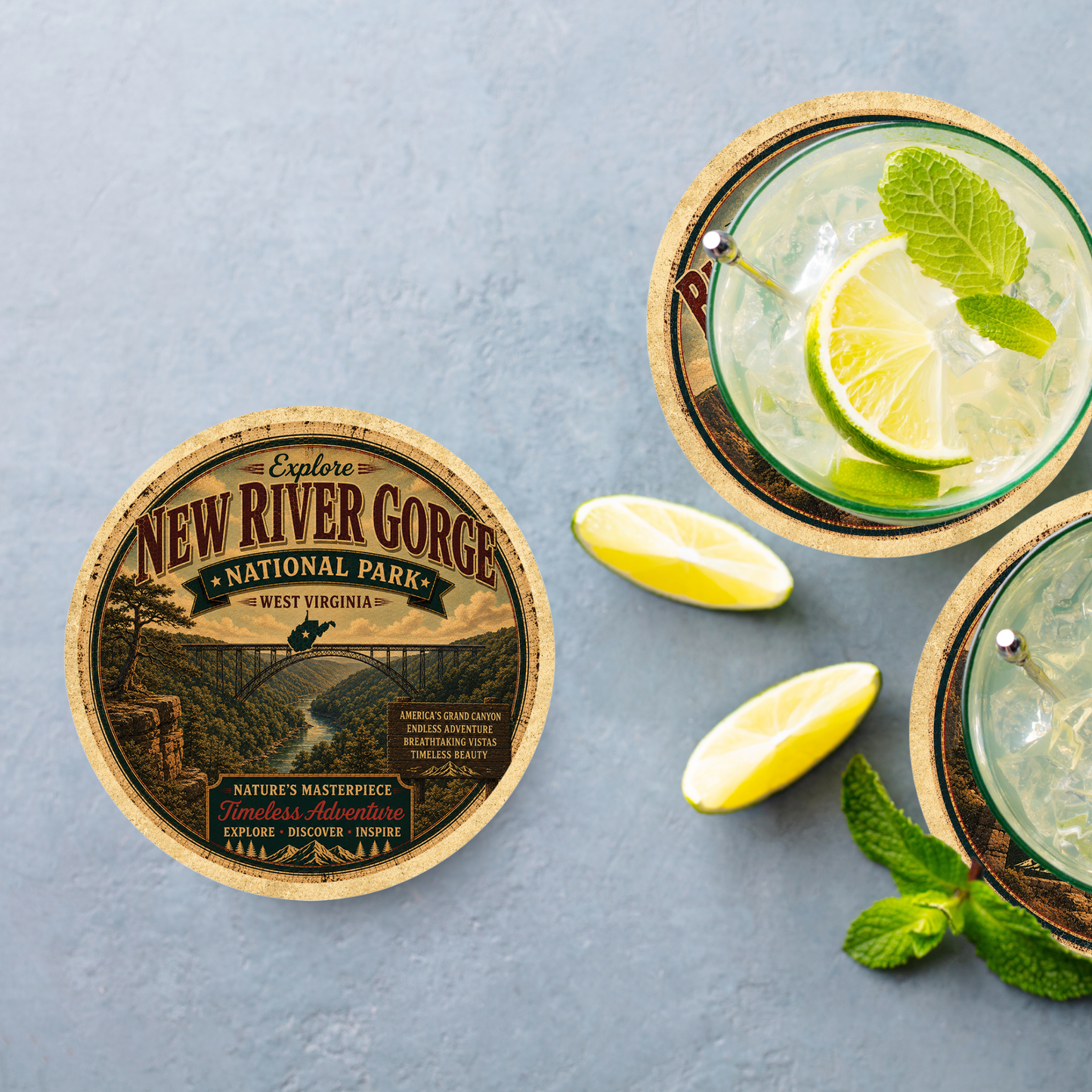 New River Gorge National Park Ceramic Coaster – 4" Round