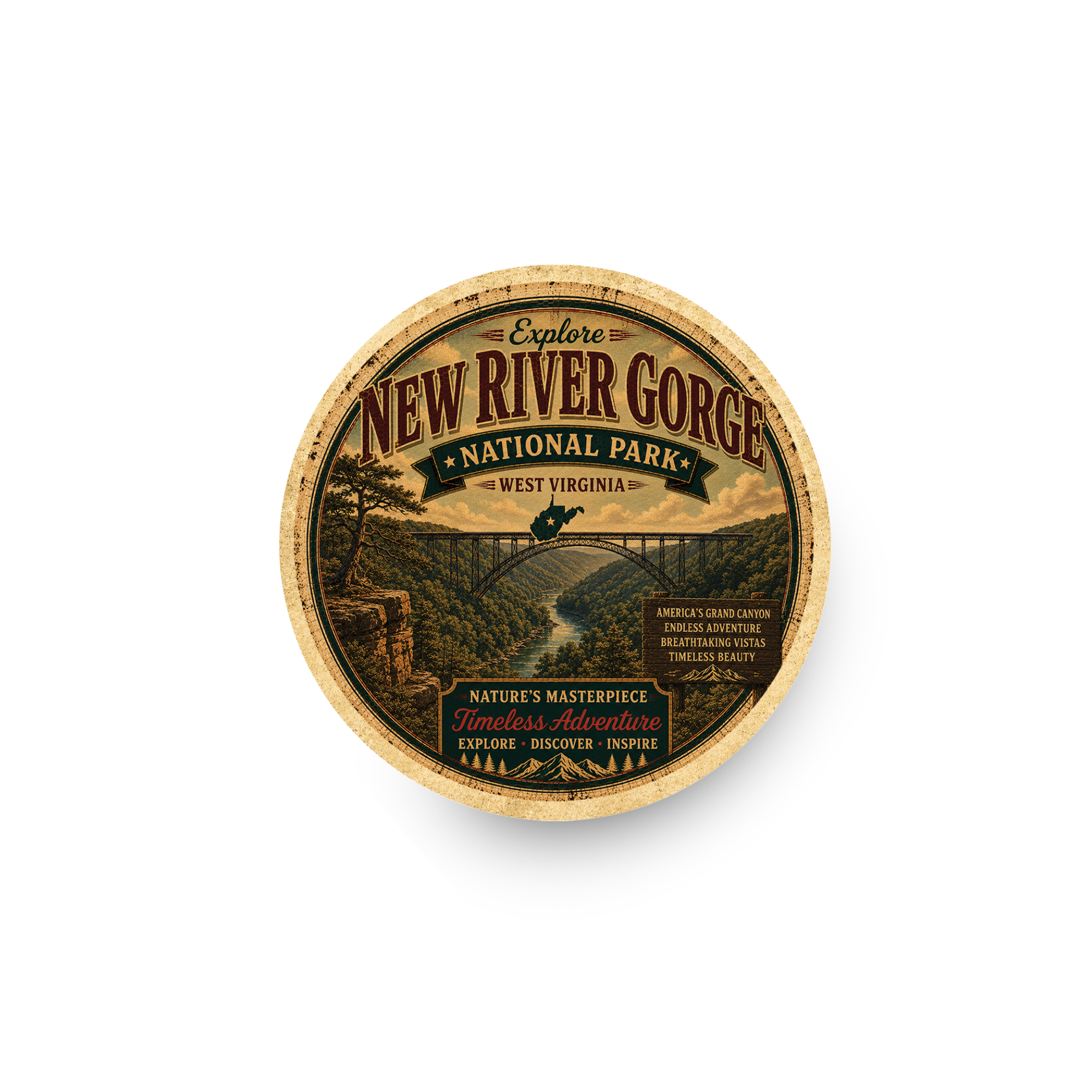 New River Gorge National Park Ceramic Coaster – 4" Round